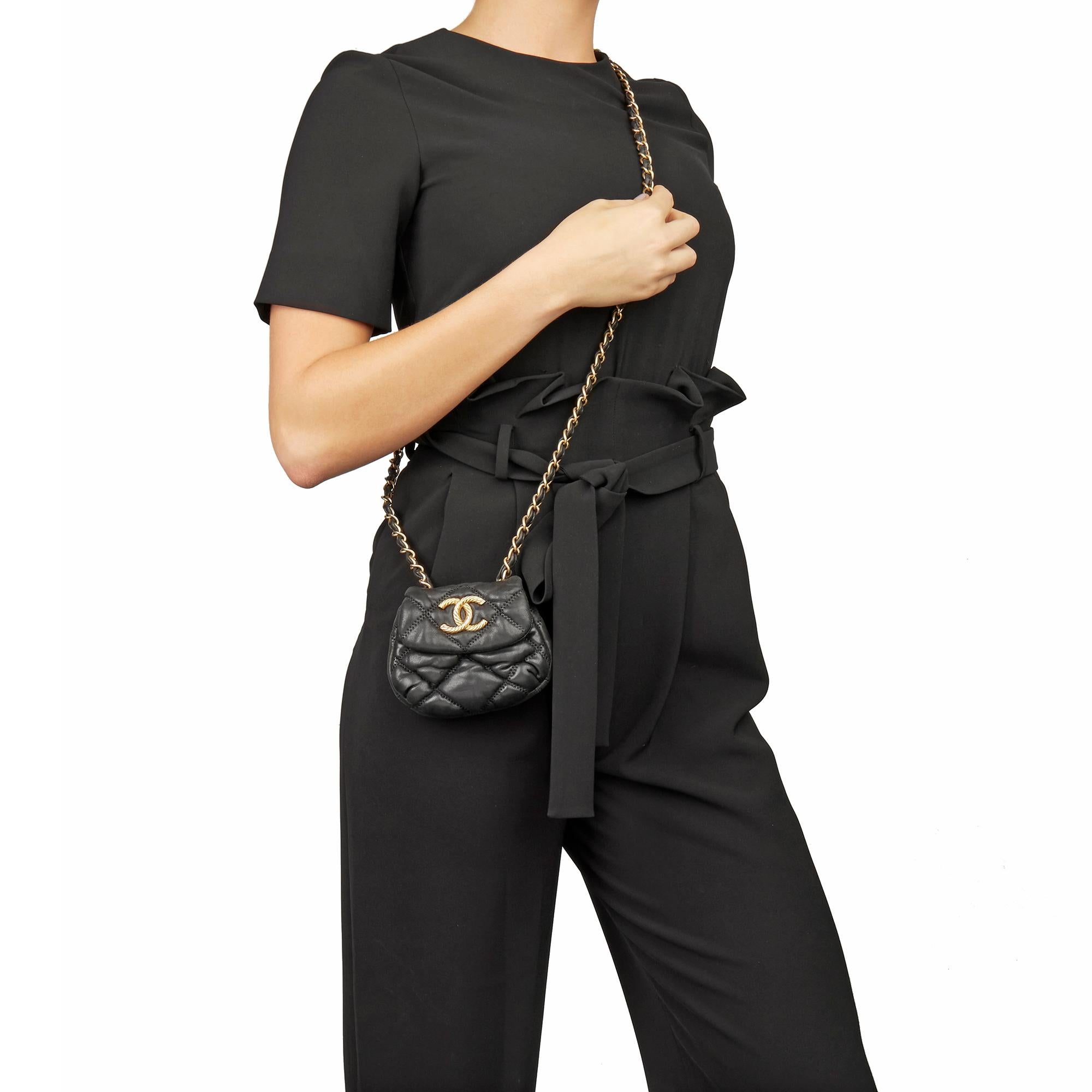 2008 Chanel Black Bubble Quilted Lammleder Micro Flap Bag 6
