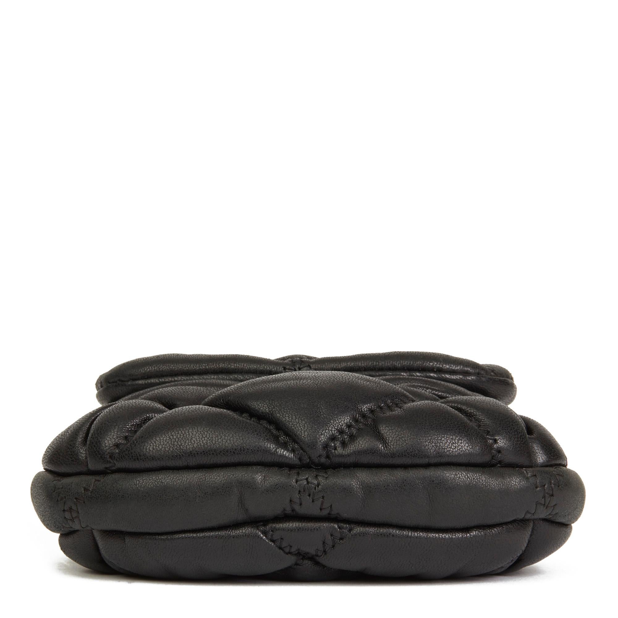 2008 Chanel Black Bubble Quilted Lammleder Micro Flap Bag Damen