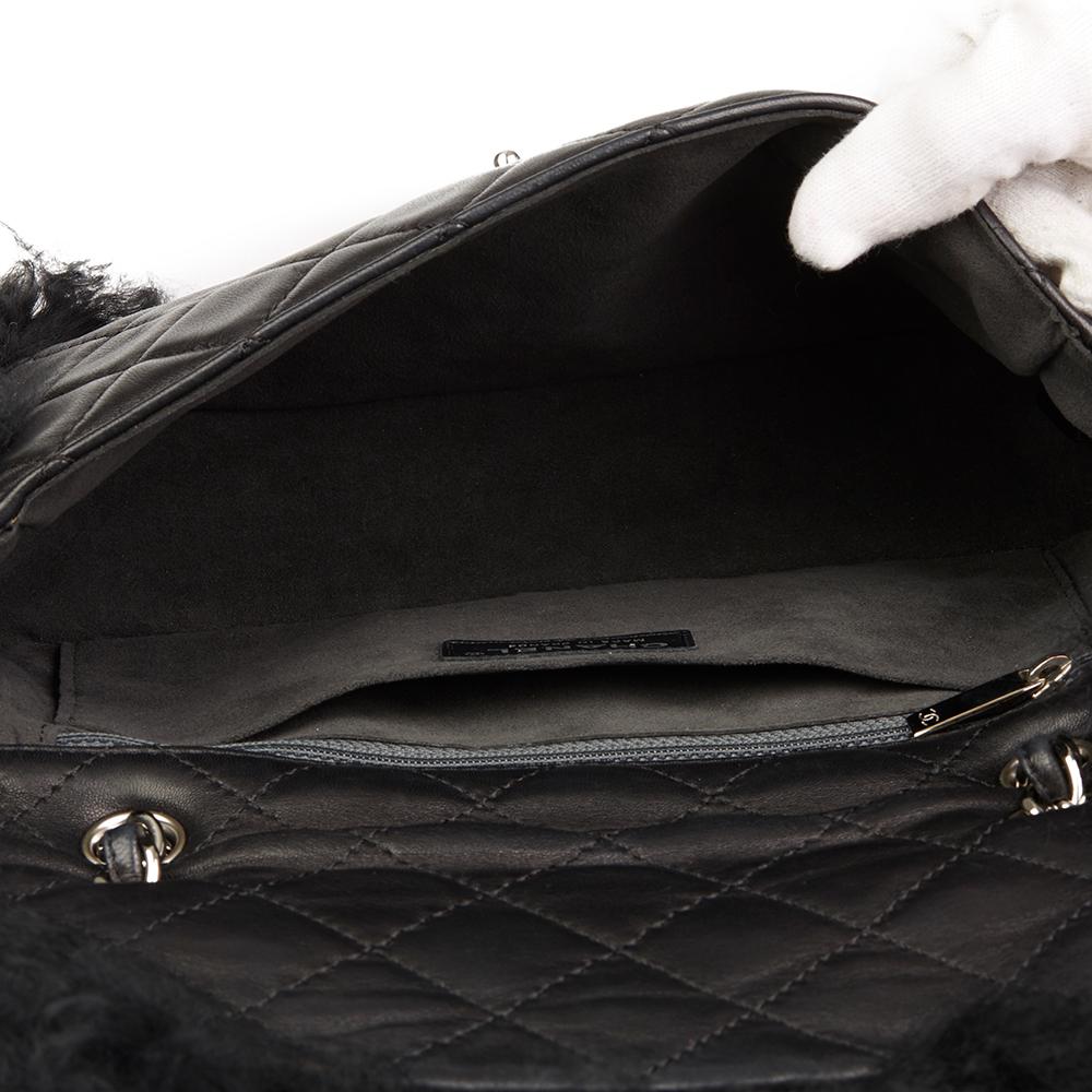 2008 Chanel Black Lambskin & Mongolian Goat Fur Tibet Flap Bag Micro Charm Set 4