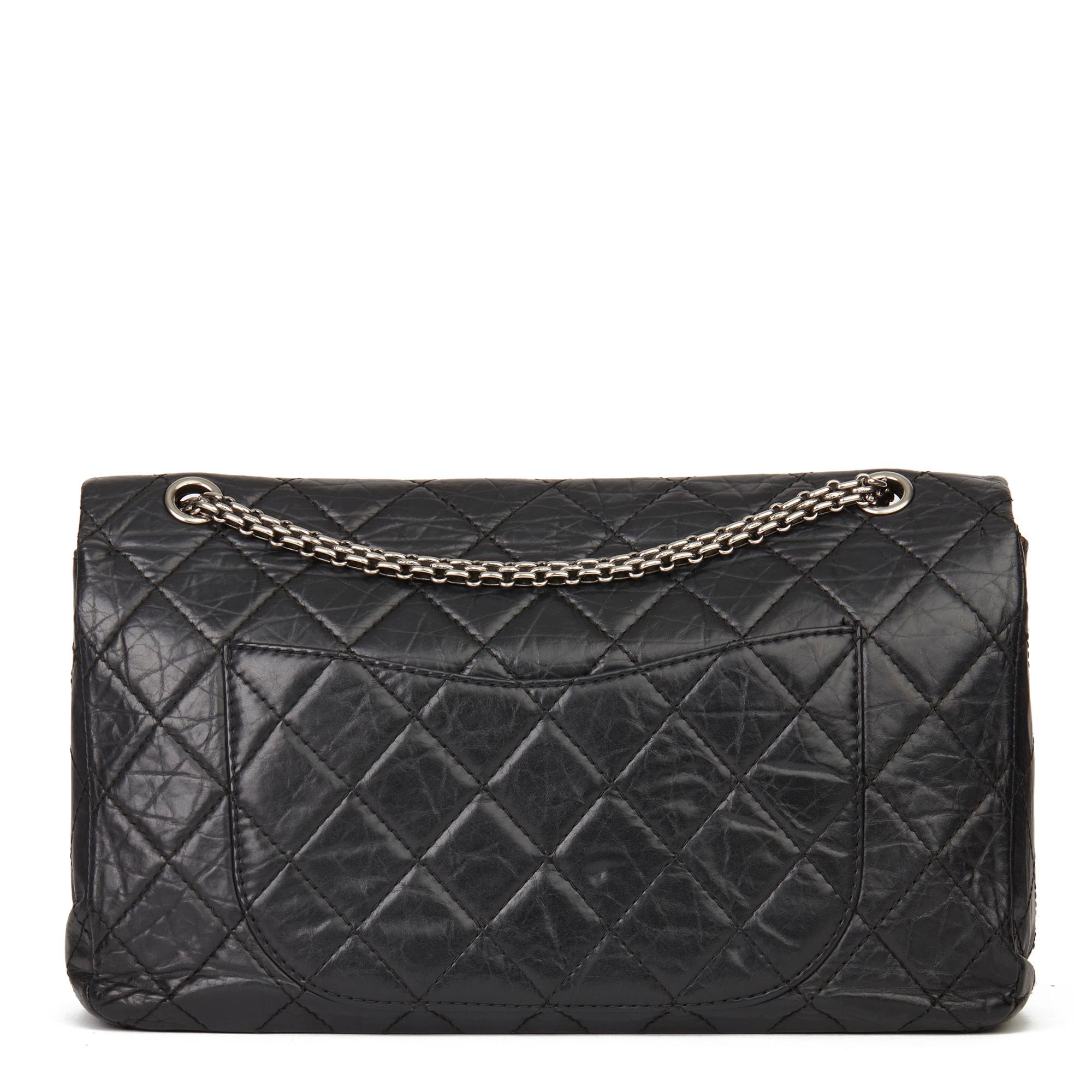 2008 Chanel Black Quilted Aged Calfskin Leather 2.55 Reissue 227 Double Flap Bag 1