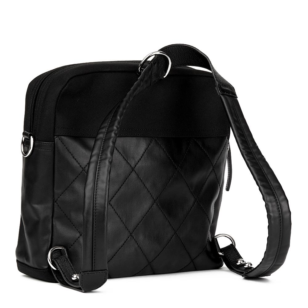Women's 2008 Chanel Black Quilted Coated Canvas Convertible Backpack