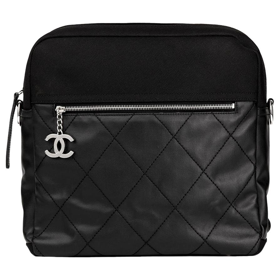 2008 Chanel Black Quilted Coated Canvas Convertible Backpack