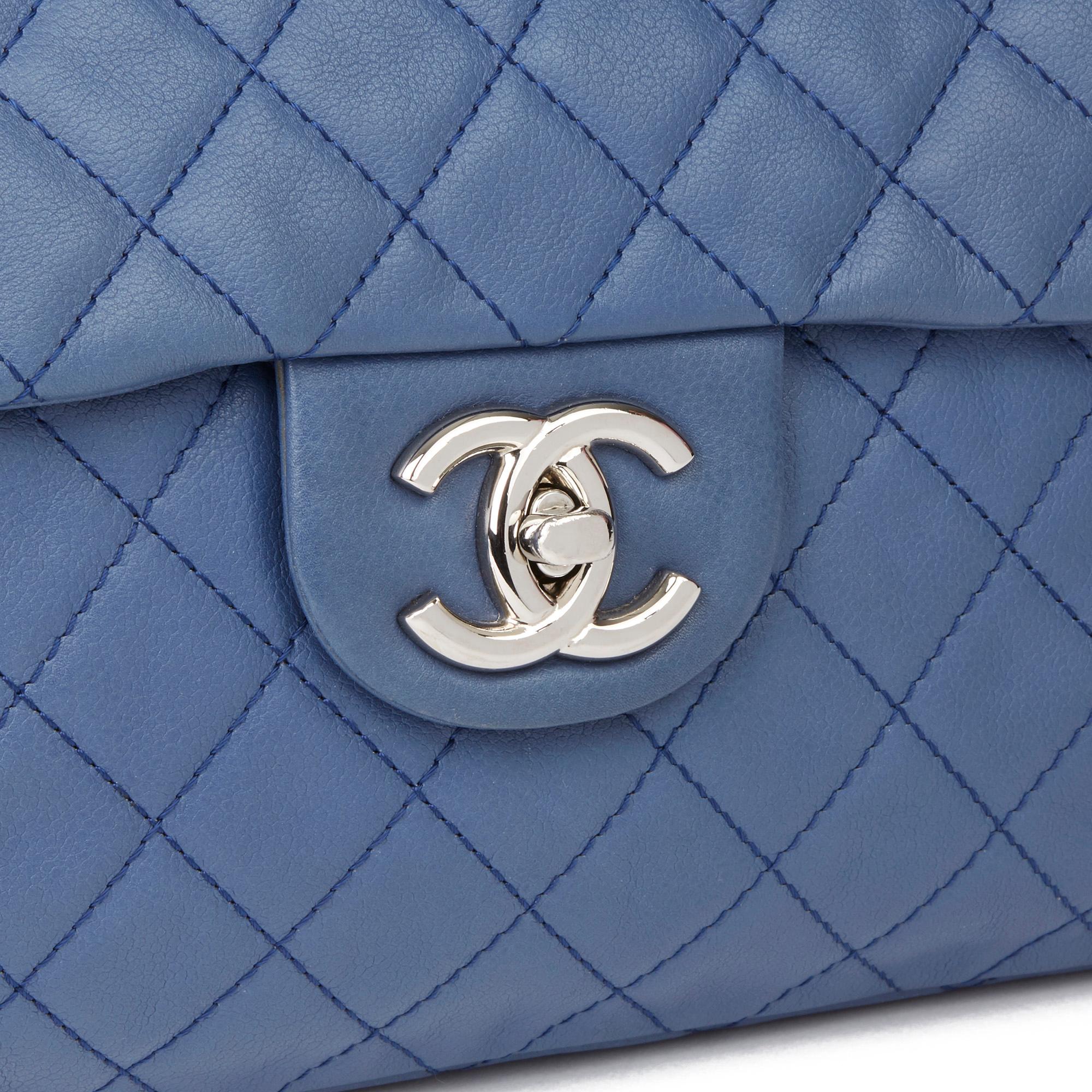 2008 Chanel Blue Quilted Caviar Leather Jumbo Classic Single Flap Bag 2