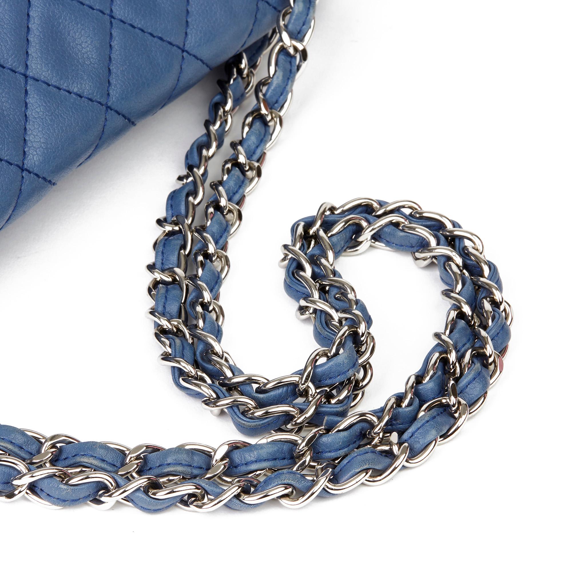 2008 Chanel Blue Quilted Caviar Leather Jumbo Classic Single Flap Bag 3