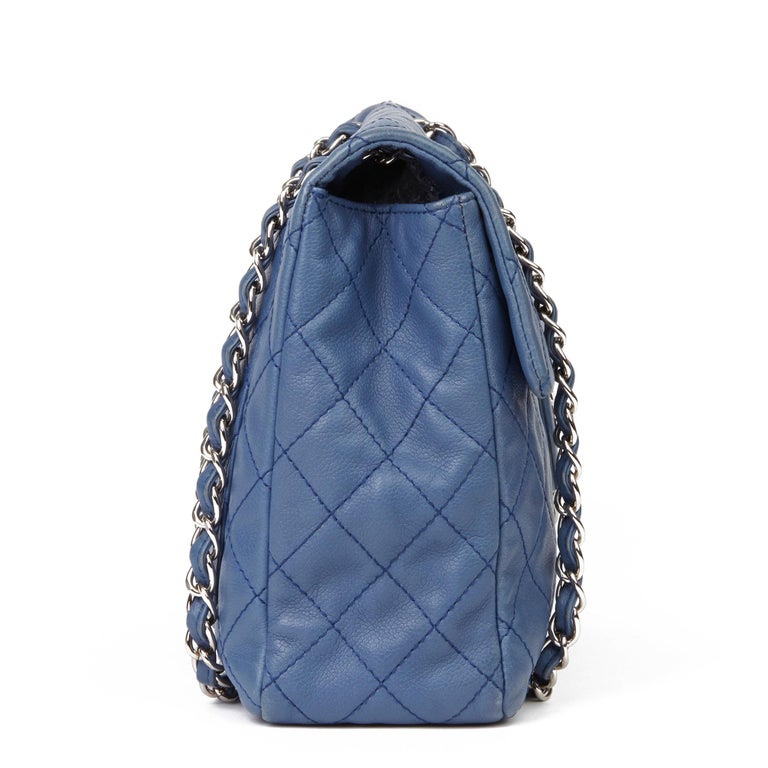 2008 Chanel Blue Quilted Caviar Leather Jumbo Classic Single Flap Bag ...