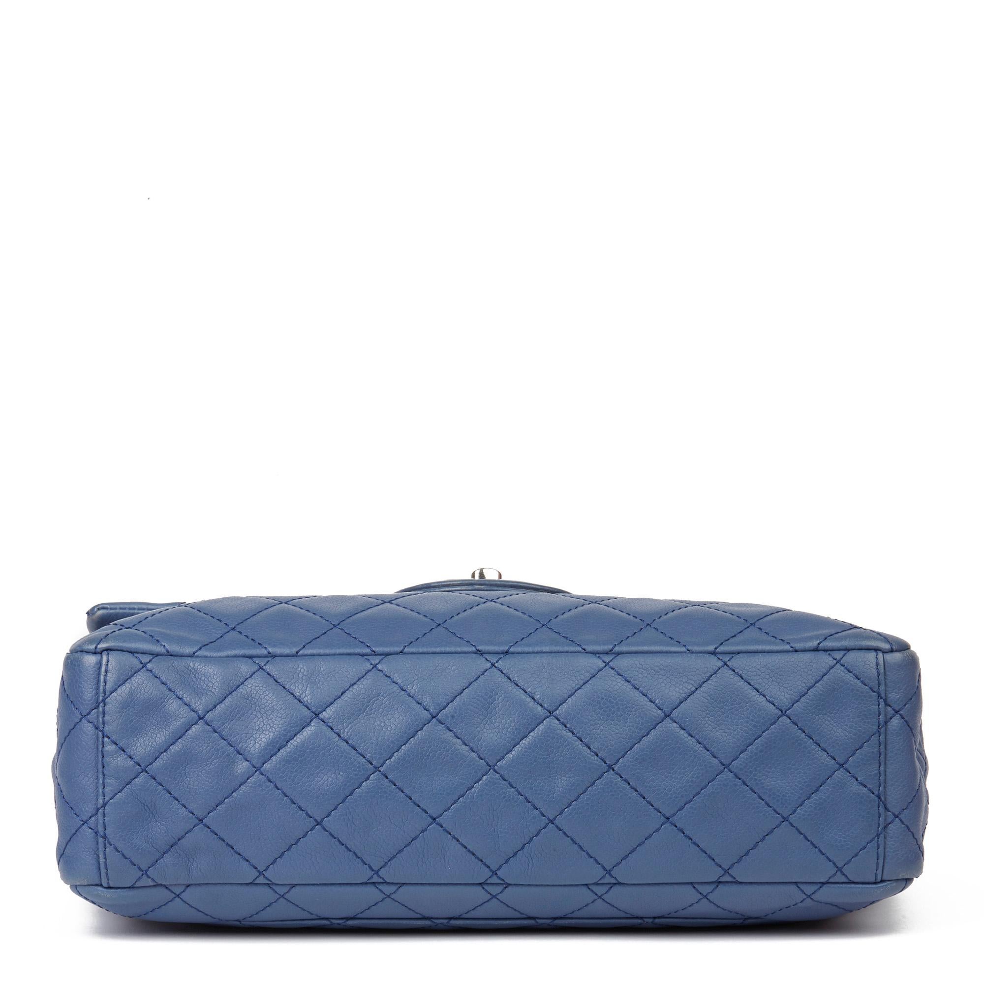 2008 Chanel Blue Quilted Caviar Leather Jumbo Classic Single Flap Bag 1
