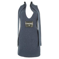 2008 Chanel Brand Tag  Navy Mohair Dress