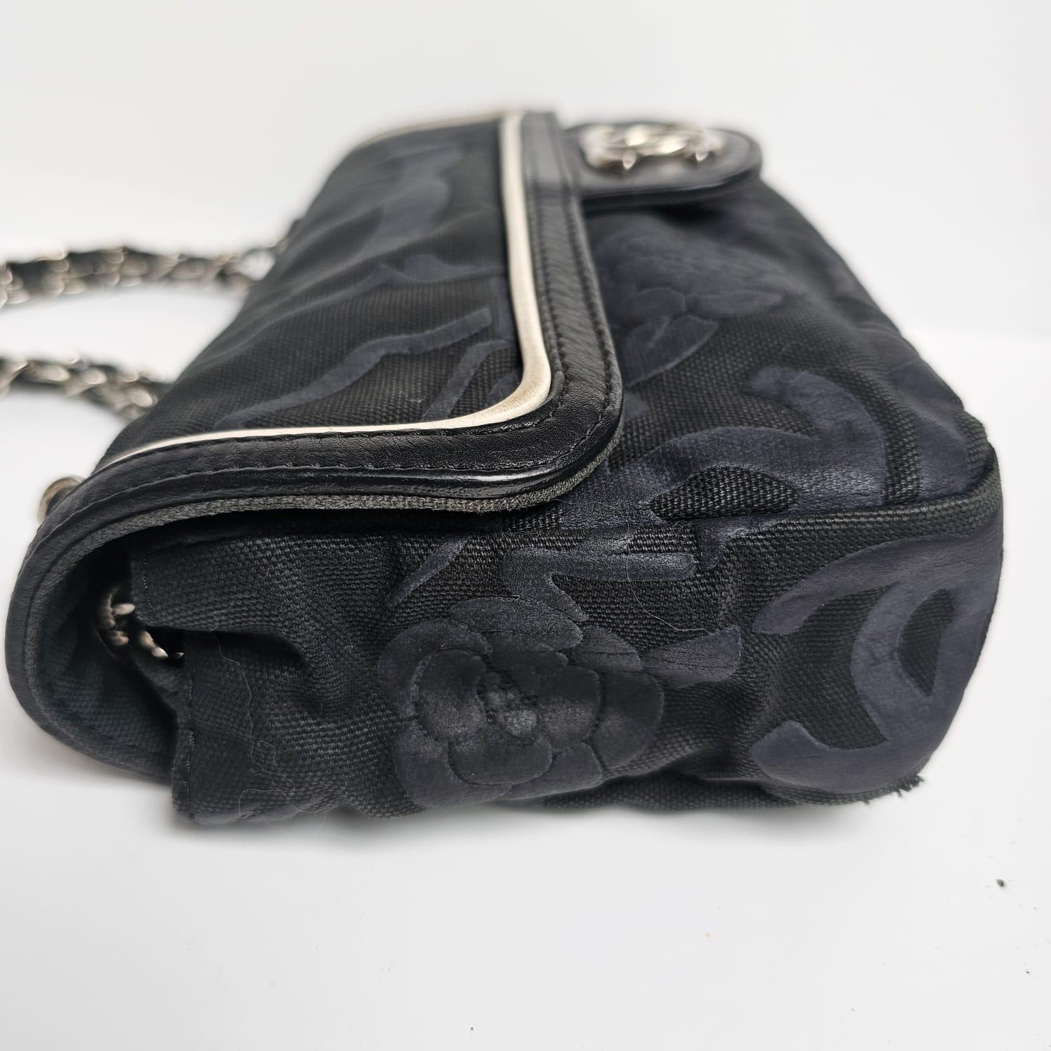 2008 Chanel Canvas Camellia Medium Flap Bag For Sale 5