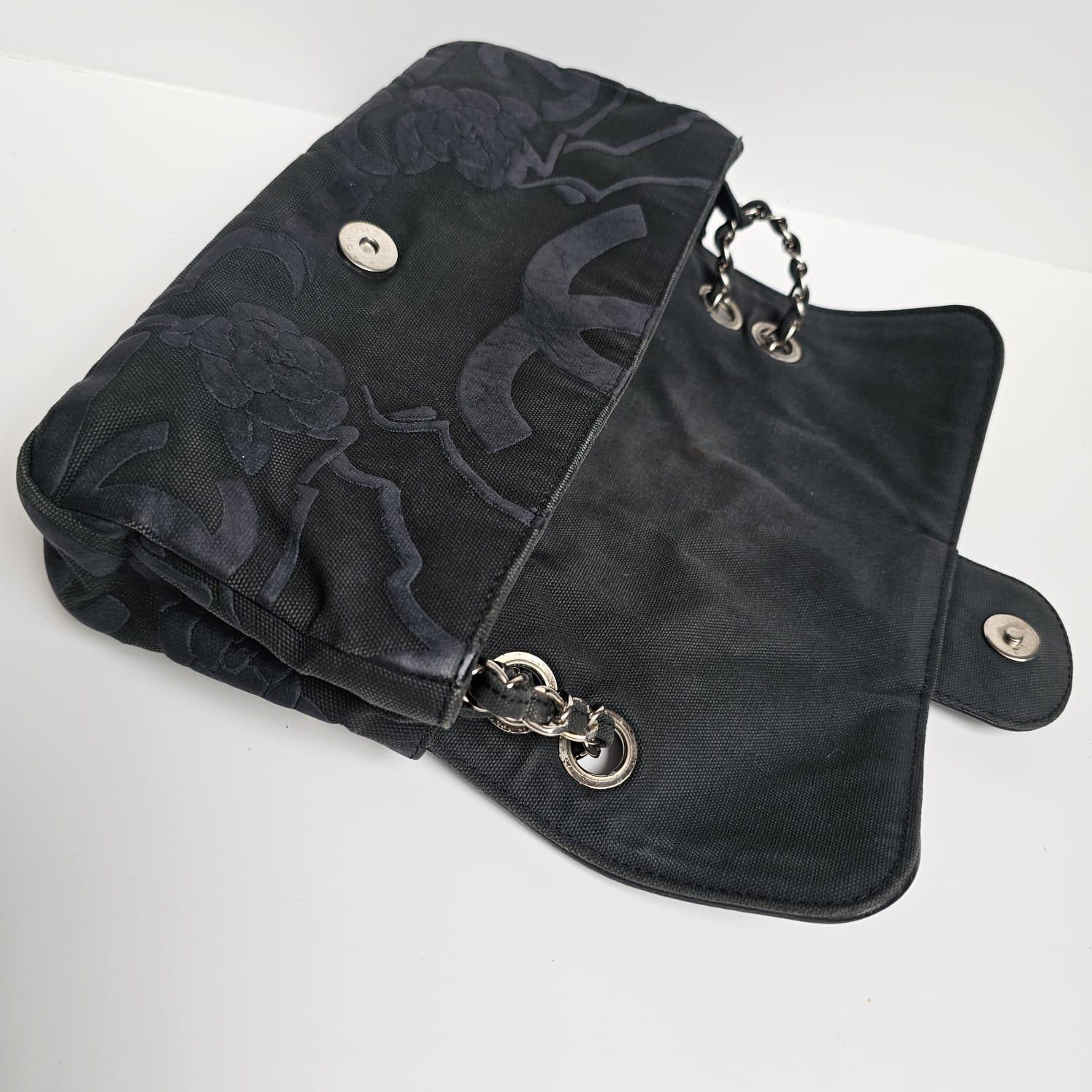 2008 Chanel Canvas Camellia Medium Flap Bag For Sale 6