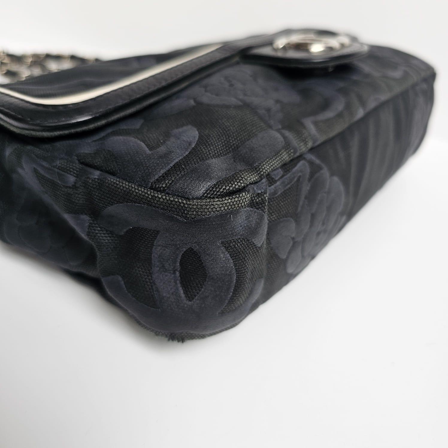 2008 Chanel Canvas Camellia Medium Flap Bag For Sale 4