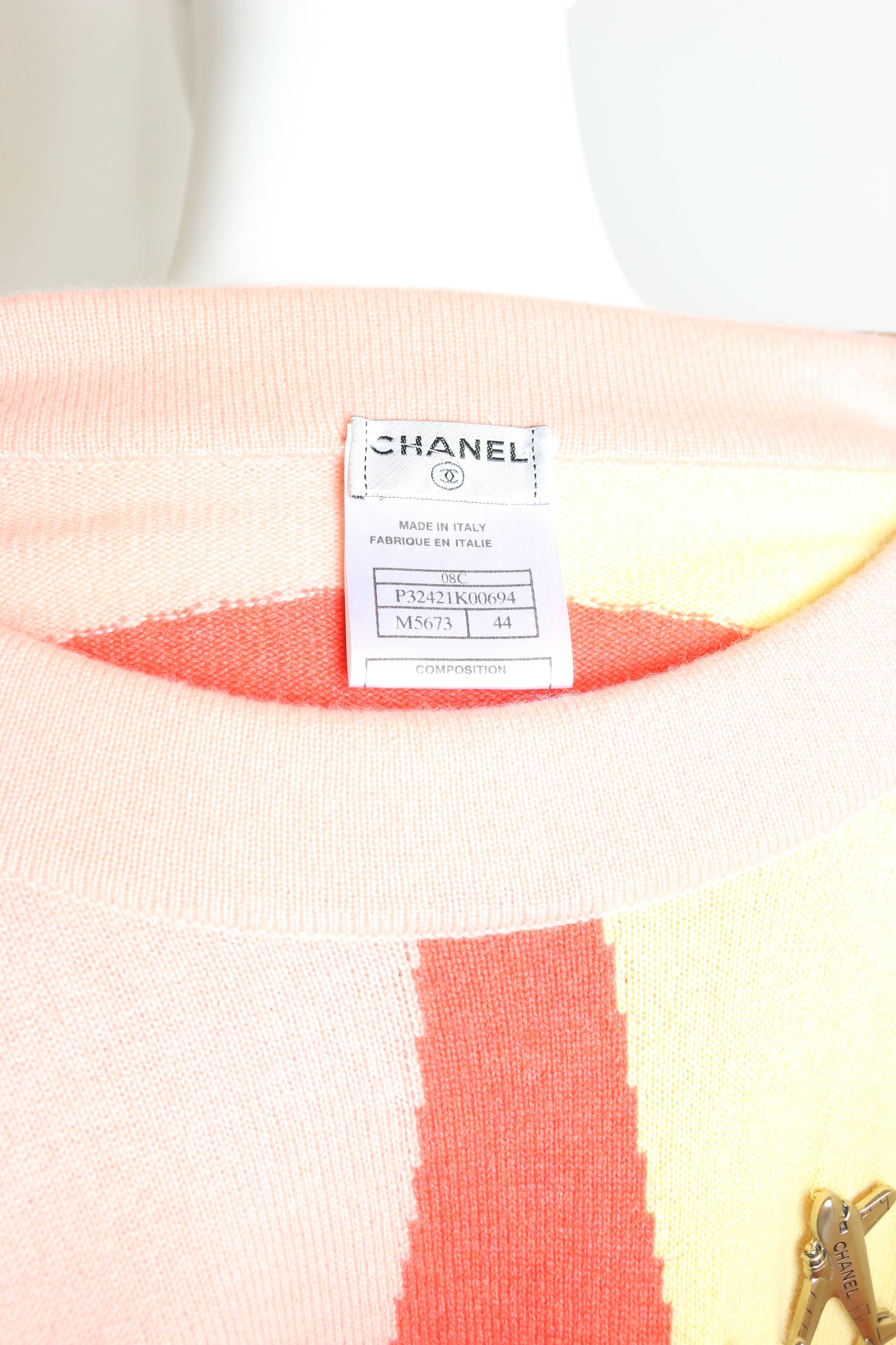 2008 Chanel - Pull en cachemire coloré en vente 2