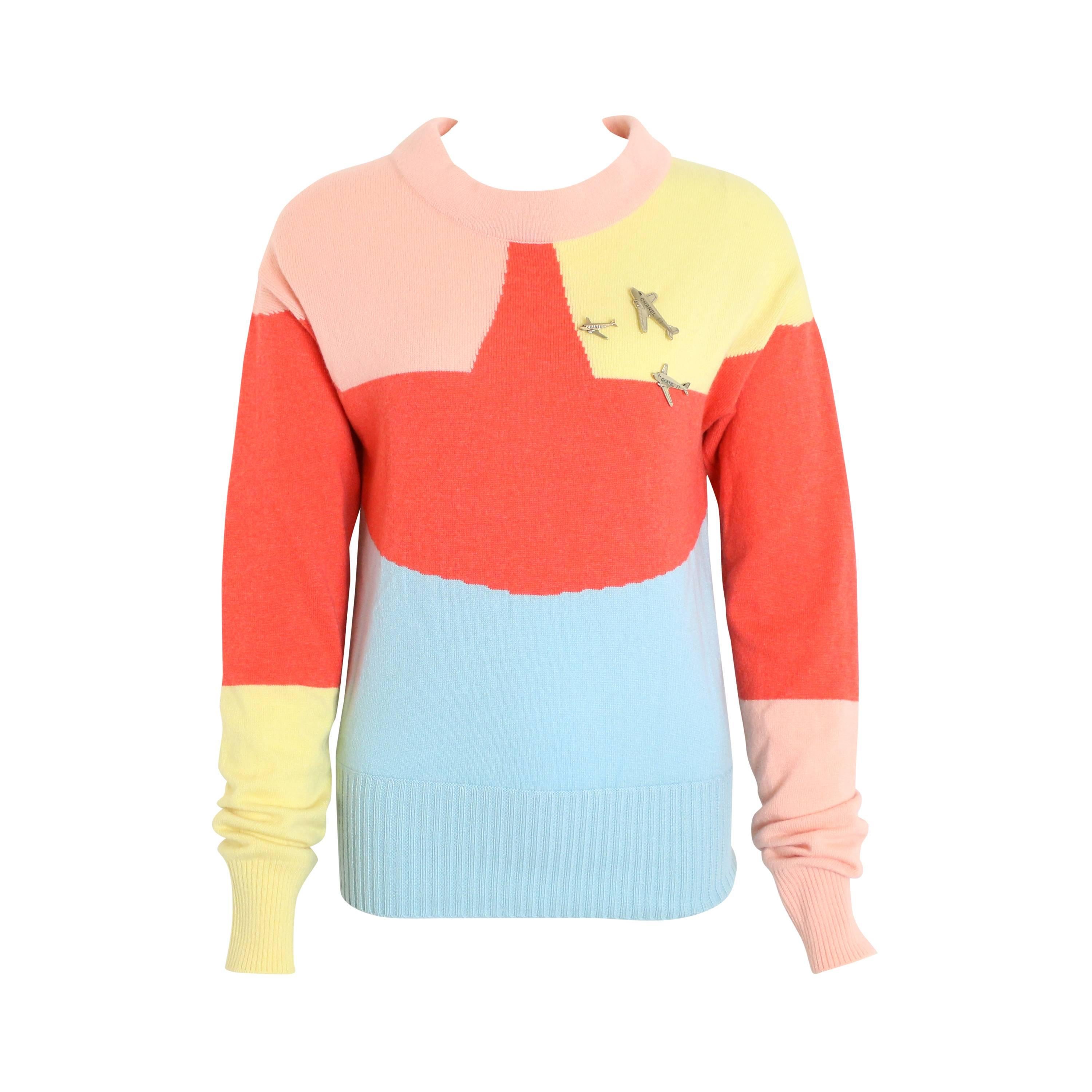 2008 Chanel Colour Blocked Cashmere Sweater For Sale