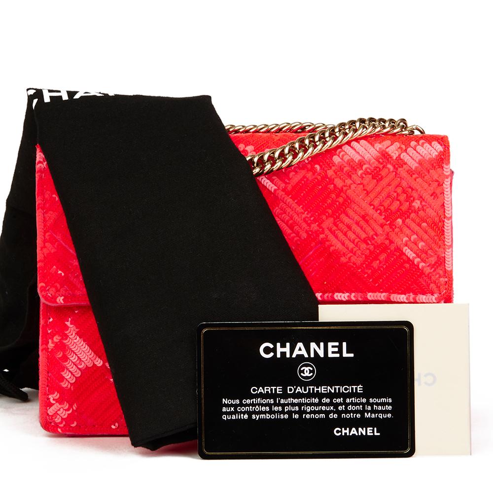 2008 Chanel Fuchsia Sequin Embellished Mini Flap Bag 6