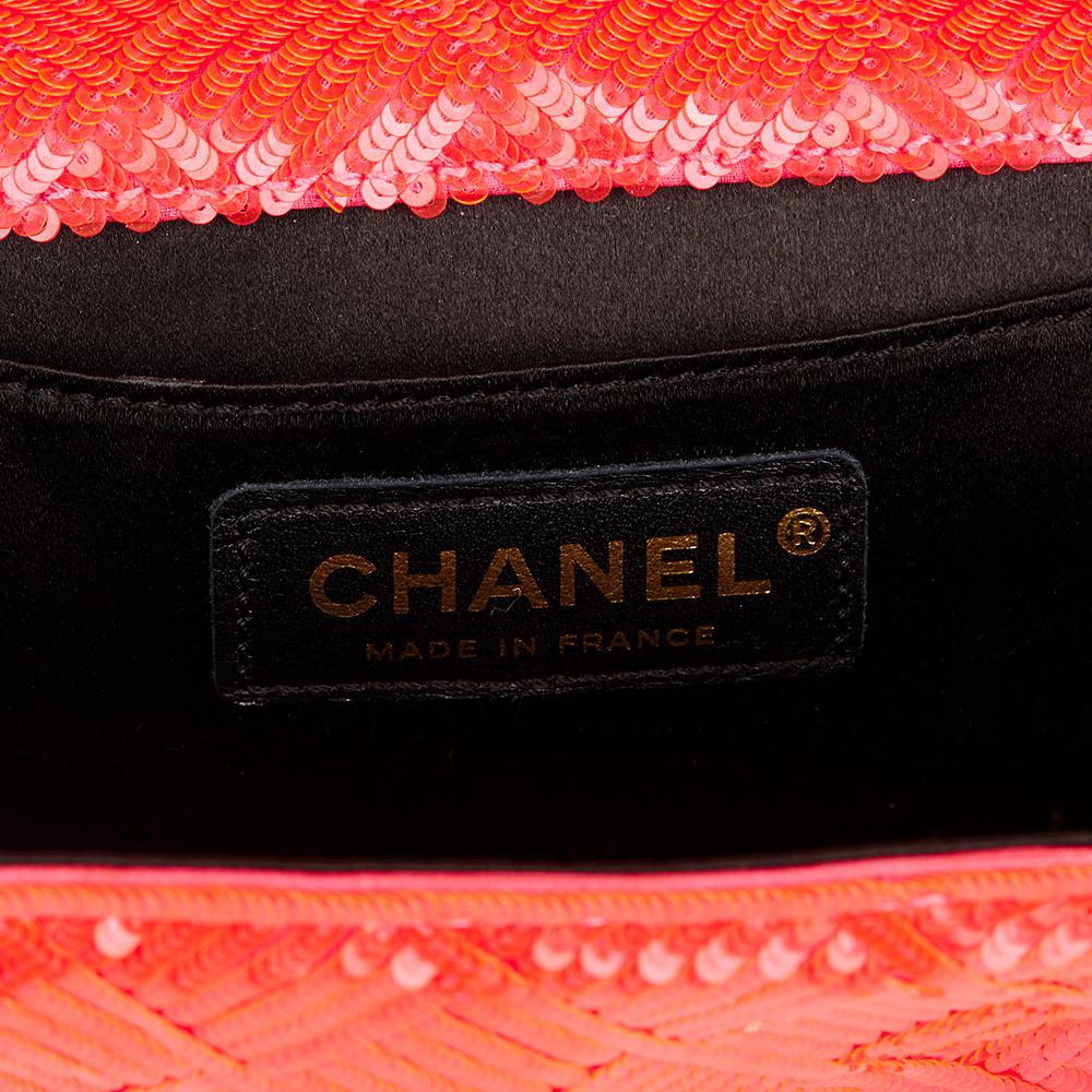 2008 Chanel Fuchsia Sequin Embellished Mini Flap Bag 3