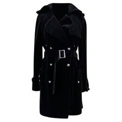 2008 Chanel & Karl Lagerfeld 08A Black Velvet Double Breast Coat with Belt