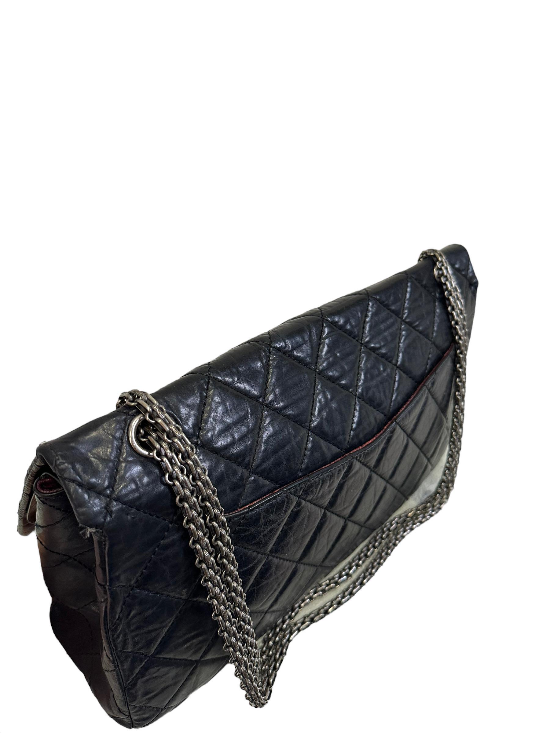 2008 Chanel Reissue Maxi Jumbo Blue Top Shoulder Bag For Sale 5