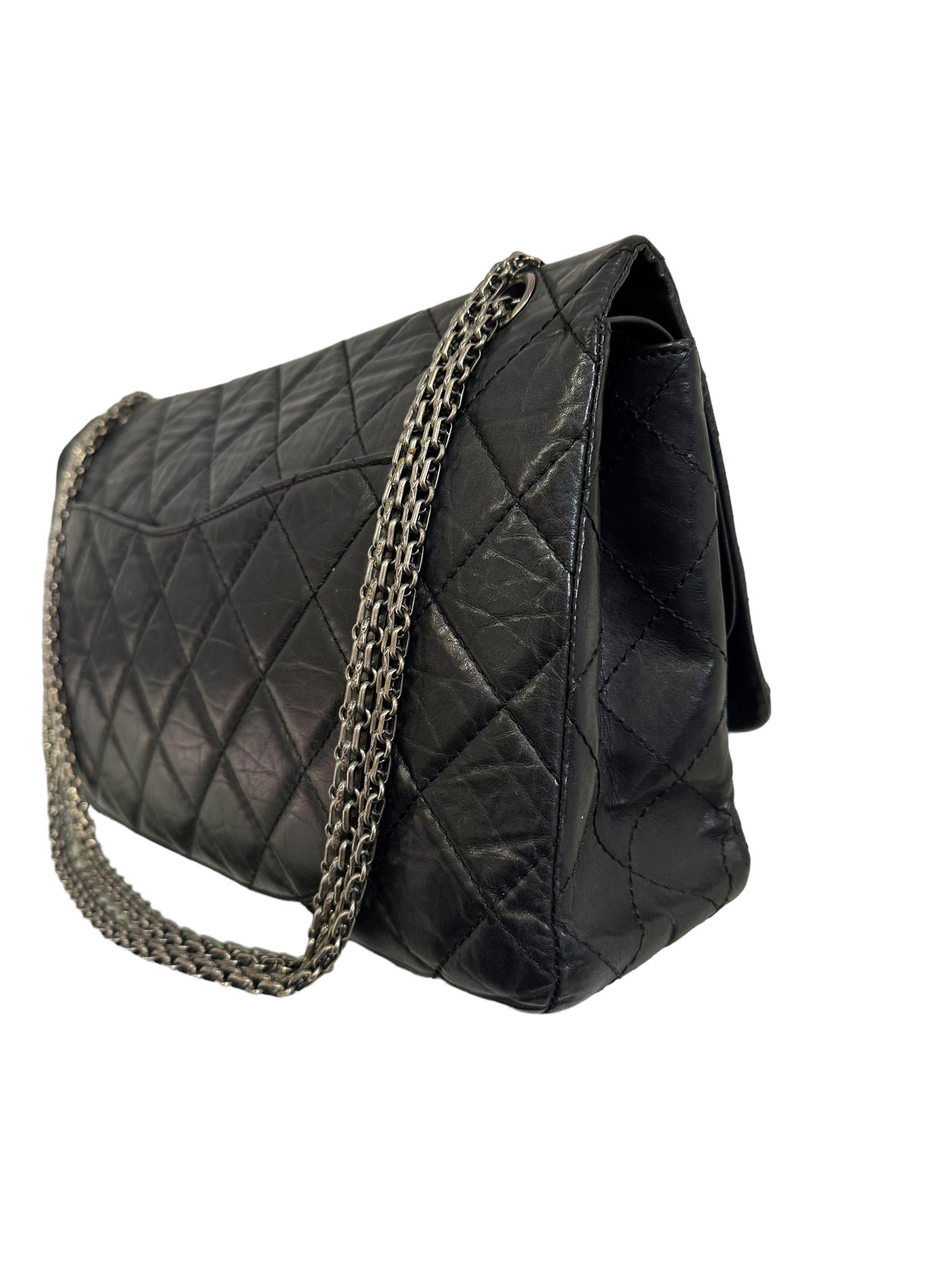 2008 Chanel Reissue Maxi Jumbo Blue Top Shoulder Bag For Sale 7