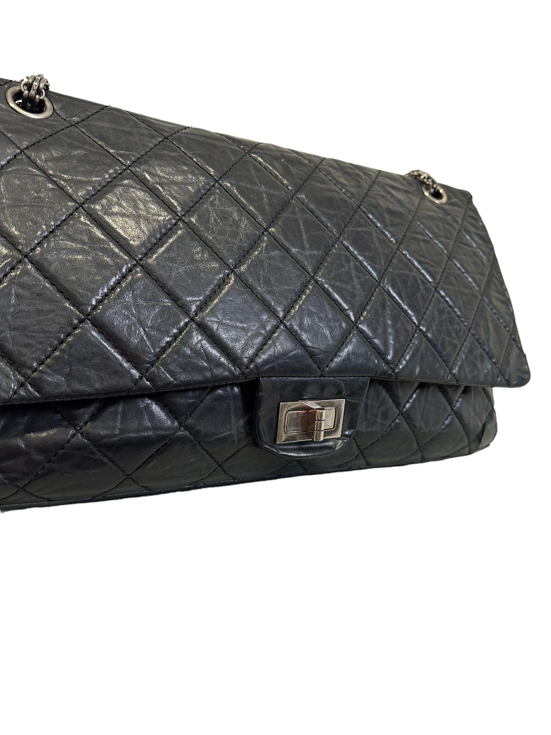 2008 Chanel Reissue Maxi Jumbo Blue Top Shoulder Bag For Sale 10