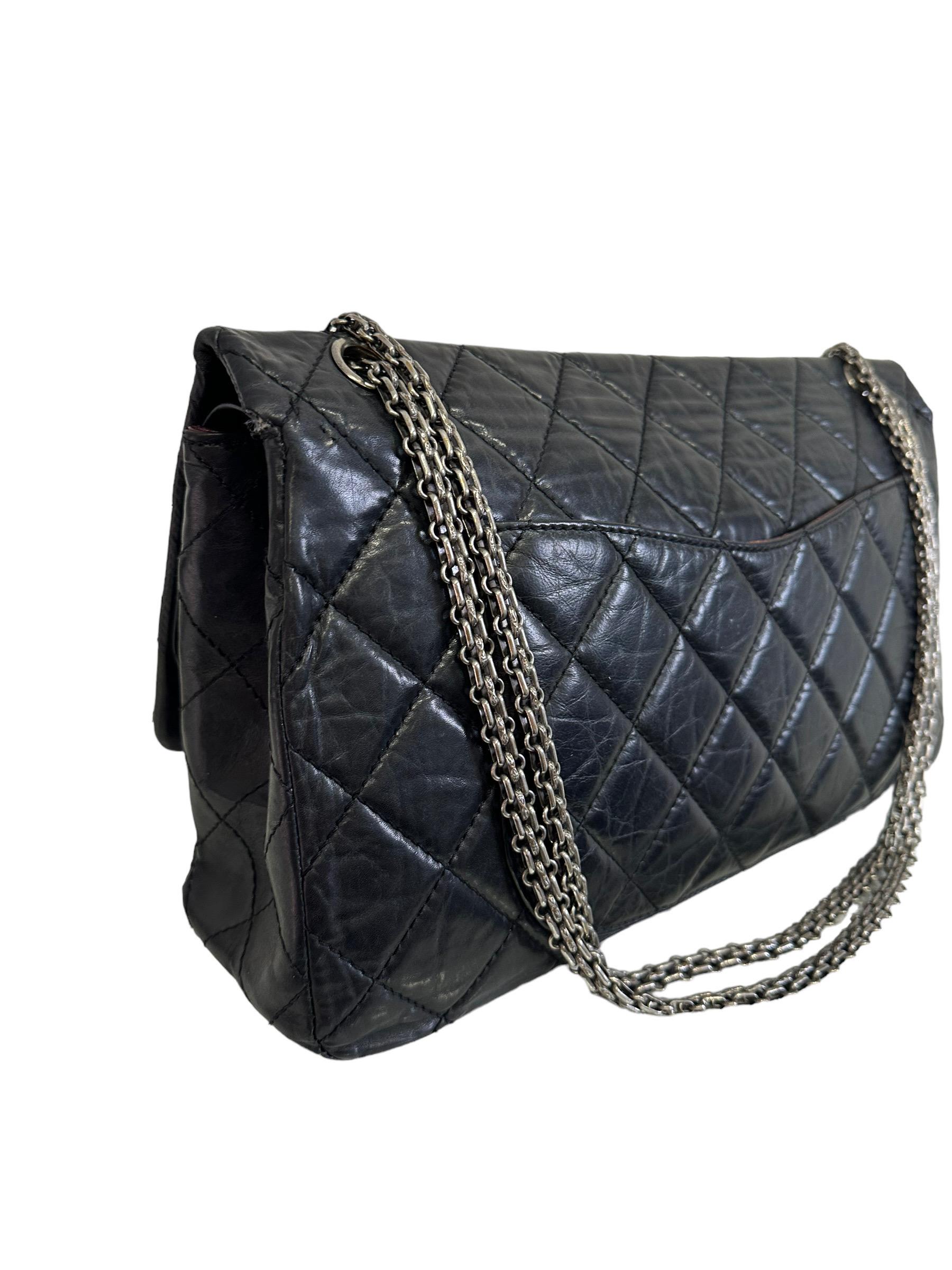 2008 Chanel Reissue Maxi Jumbo Blue Top Shoulder Bag For Sale 3