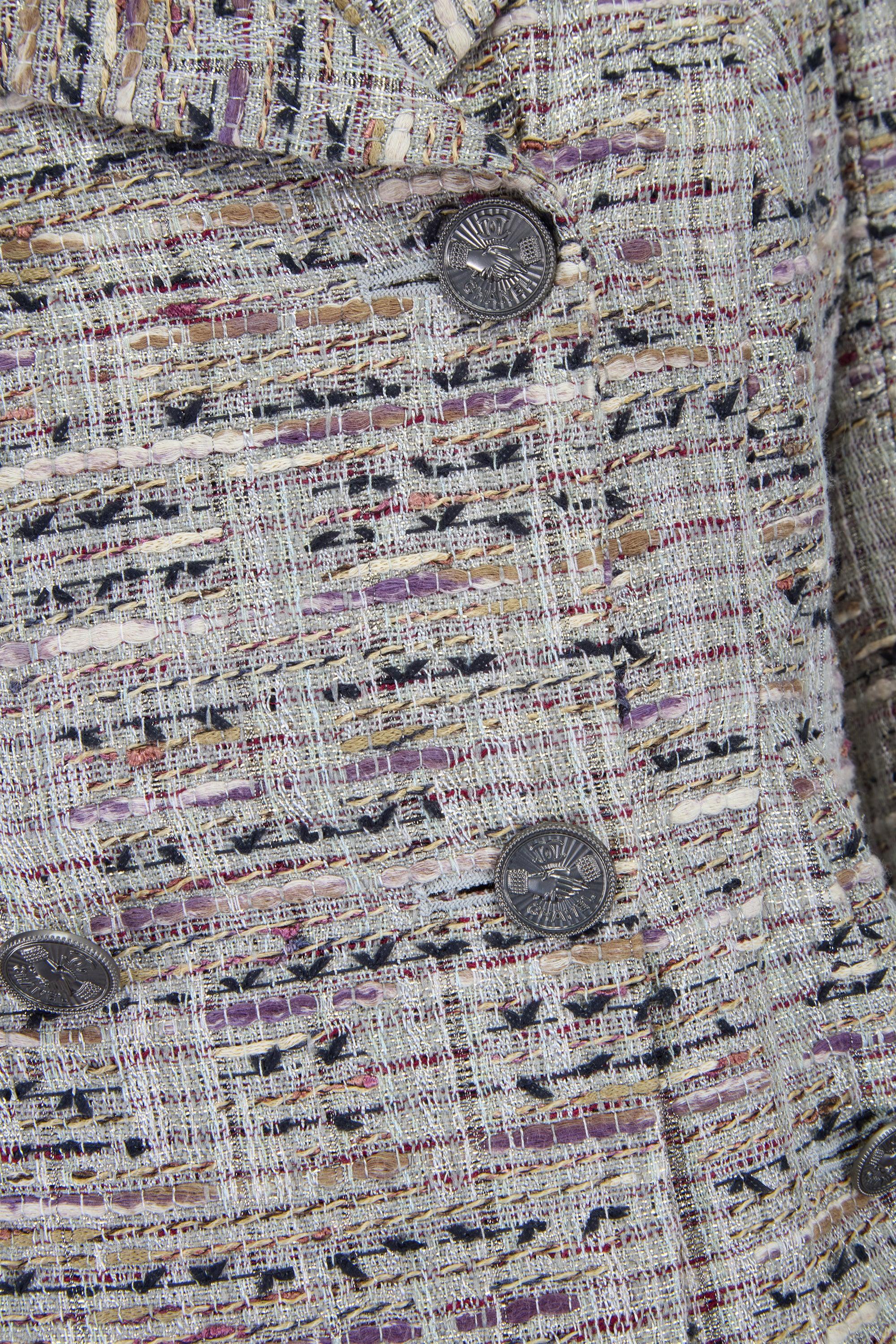 2008 Chanel Silver Fantasy Tweed Abito doppiopetto in vendita 1