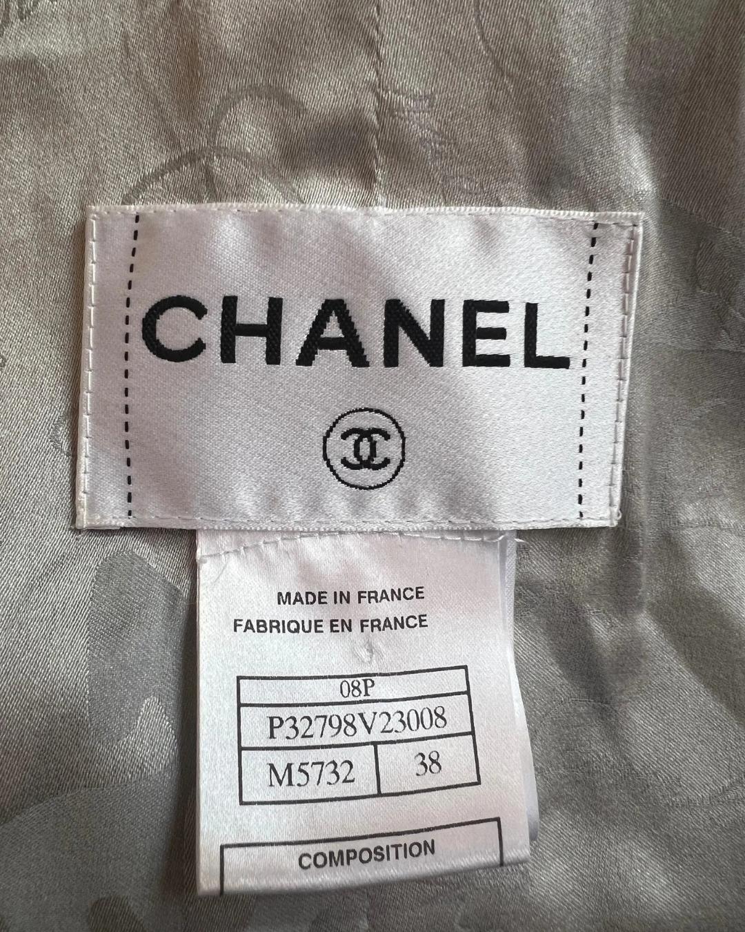 2008 Chanel Silver Fantasy Tweed Abito doppiopetto in vendita 2