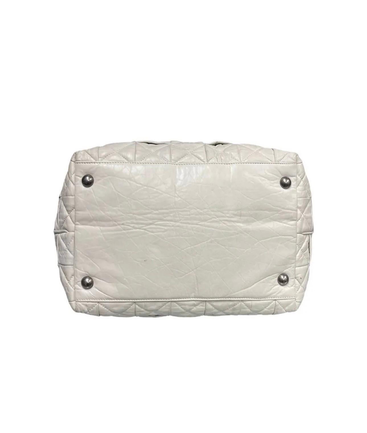 Gray 2008 Chanel White Braided Leather Shoulder Bag Bag