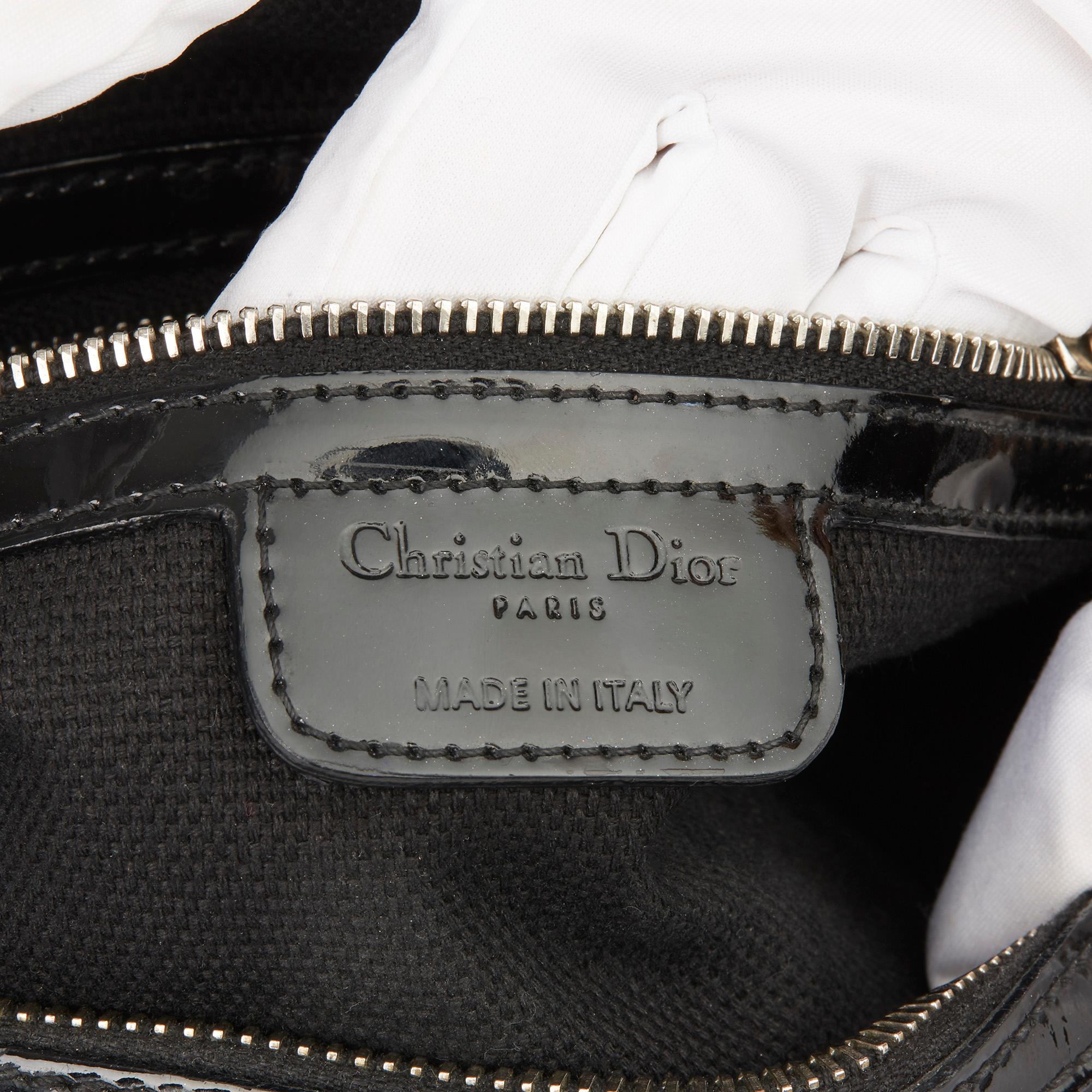 2008 Christian Dior Black  Monogram Patent Leather Boston 20cm 4