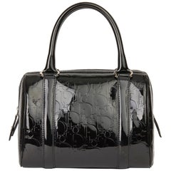 2008 Christian Dior Monogram noir en cuir verni Boston 20cm