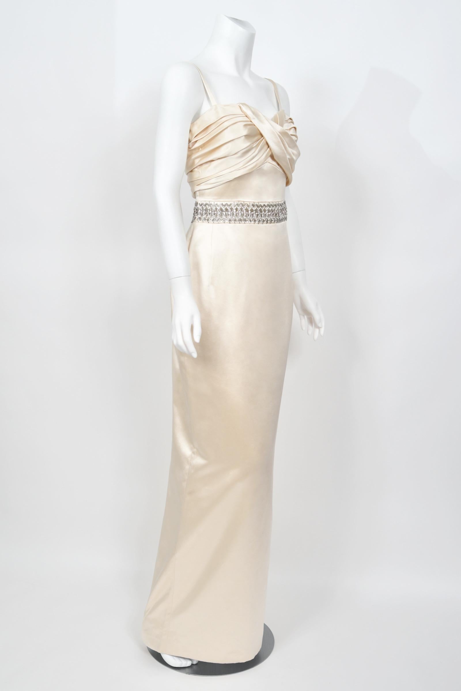 2008 Christian Dior by John Galliano Beaded Ivory Silk Shelf-Bust Hourglass Gown 6