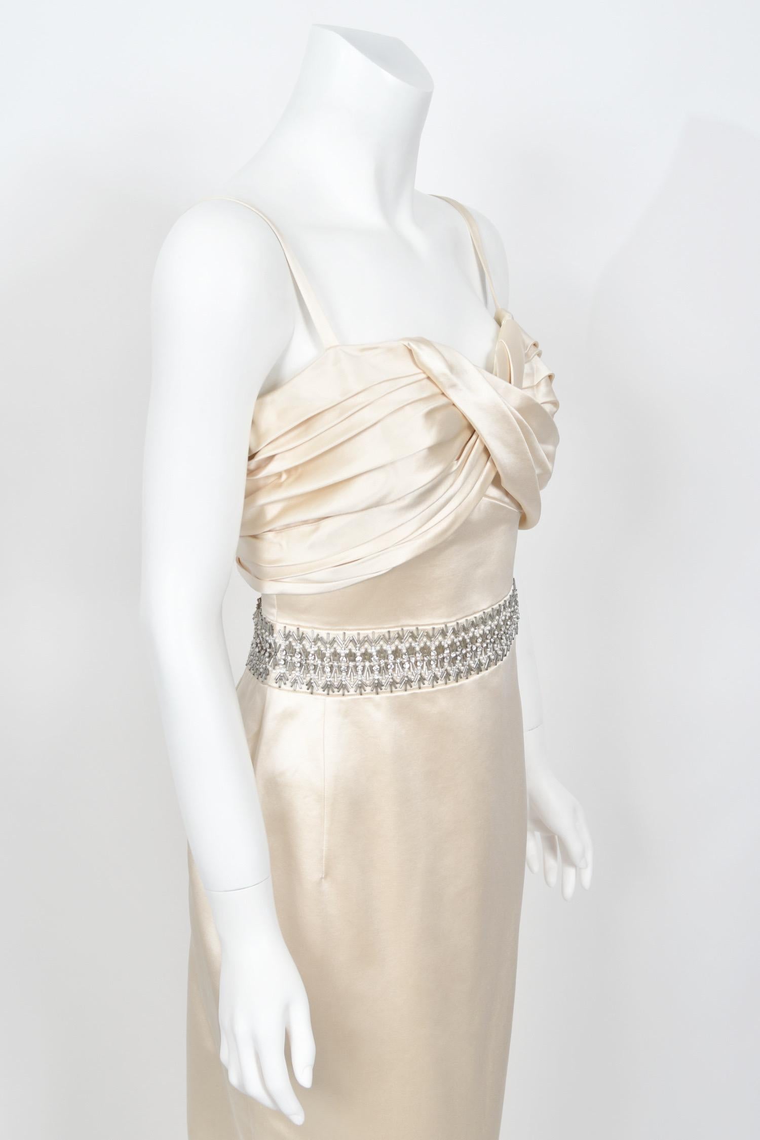 2008 Christian Dior by John Galliano Beaded Ivory Silk Shelf-Bust Hourglass Gown 7