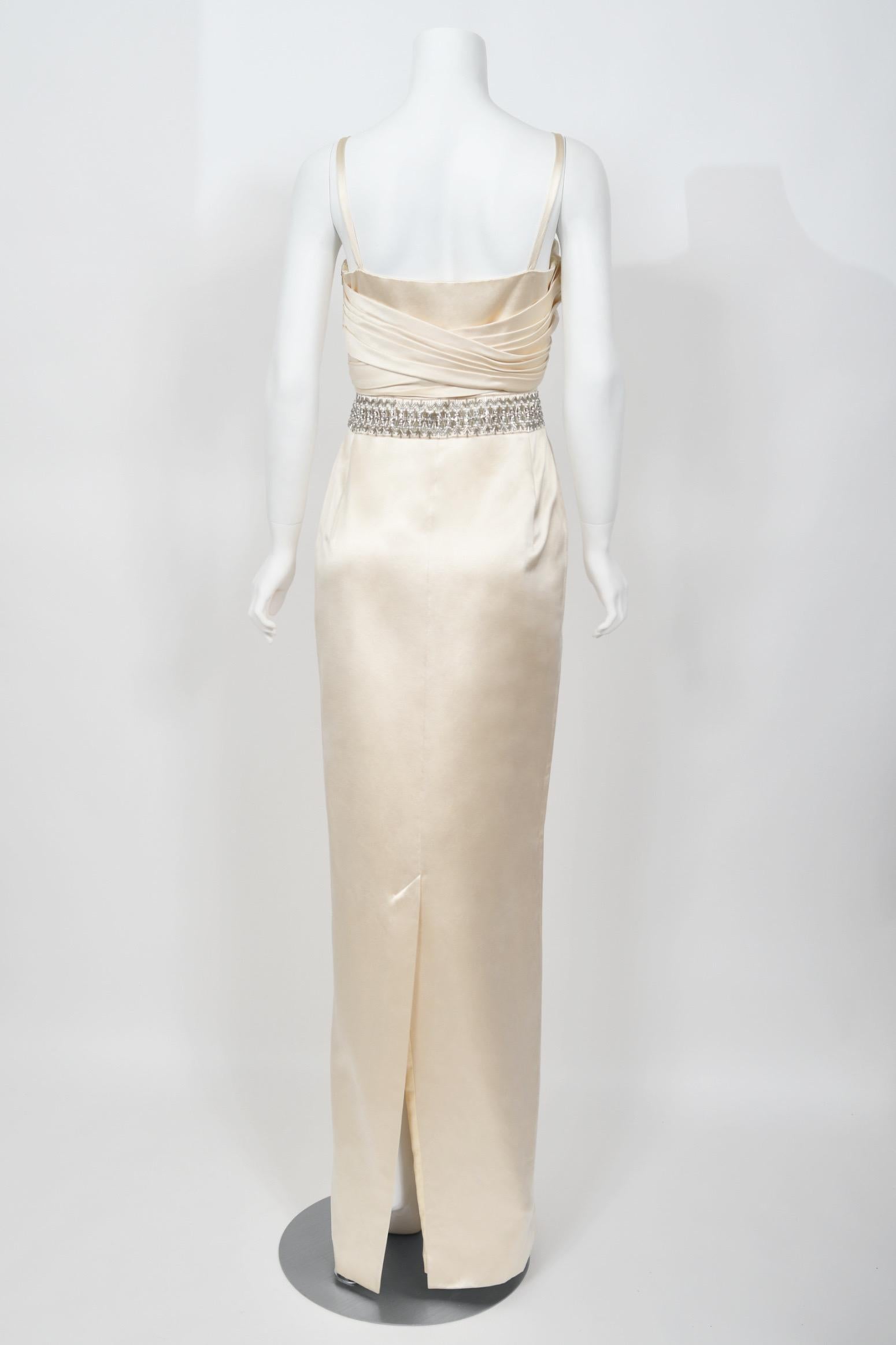 2008 Christian Dior by John Galliano Beaded Ivory Silk Shelf-Bust Hourglass Gown 8