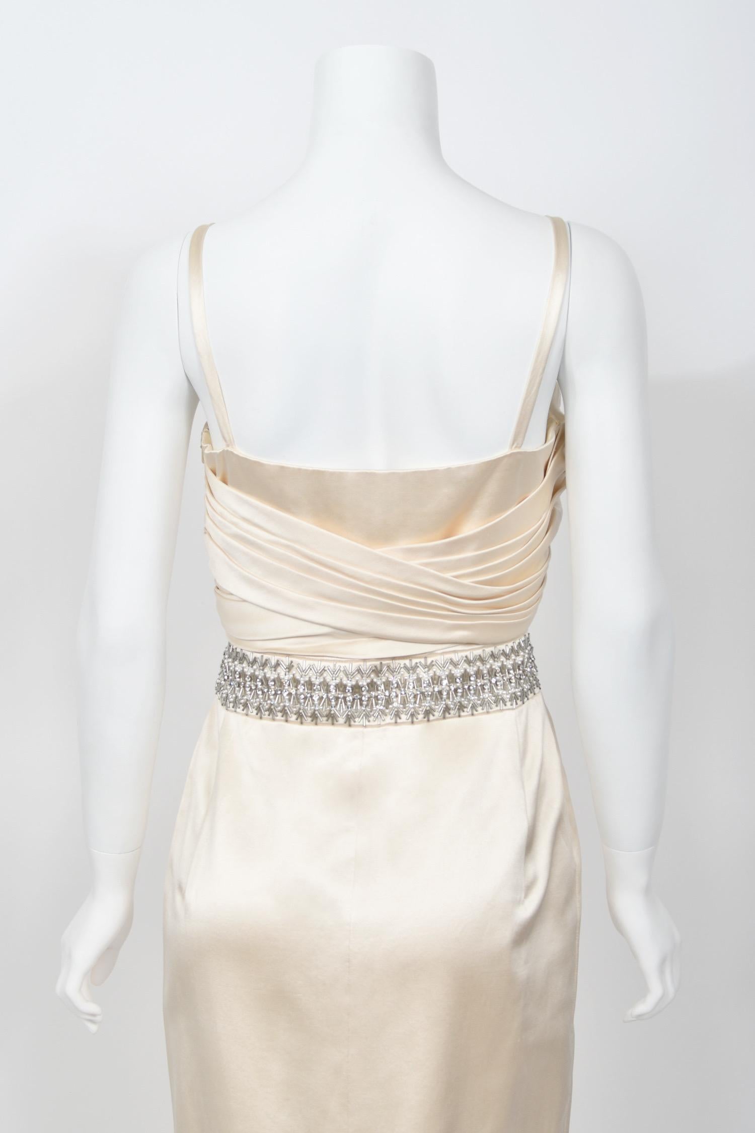 2008 Christian Dior by John Galliano Beaded Ivory Silk Shelf-Bust Hourglass Gown 9