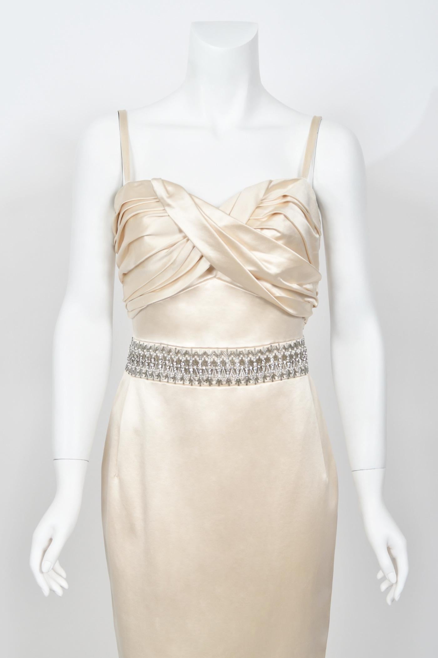 2008 Christian Dior by John Galliano Beaded Ivory Silk Shelf-Bust Hourglass Gown 2