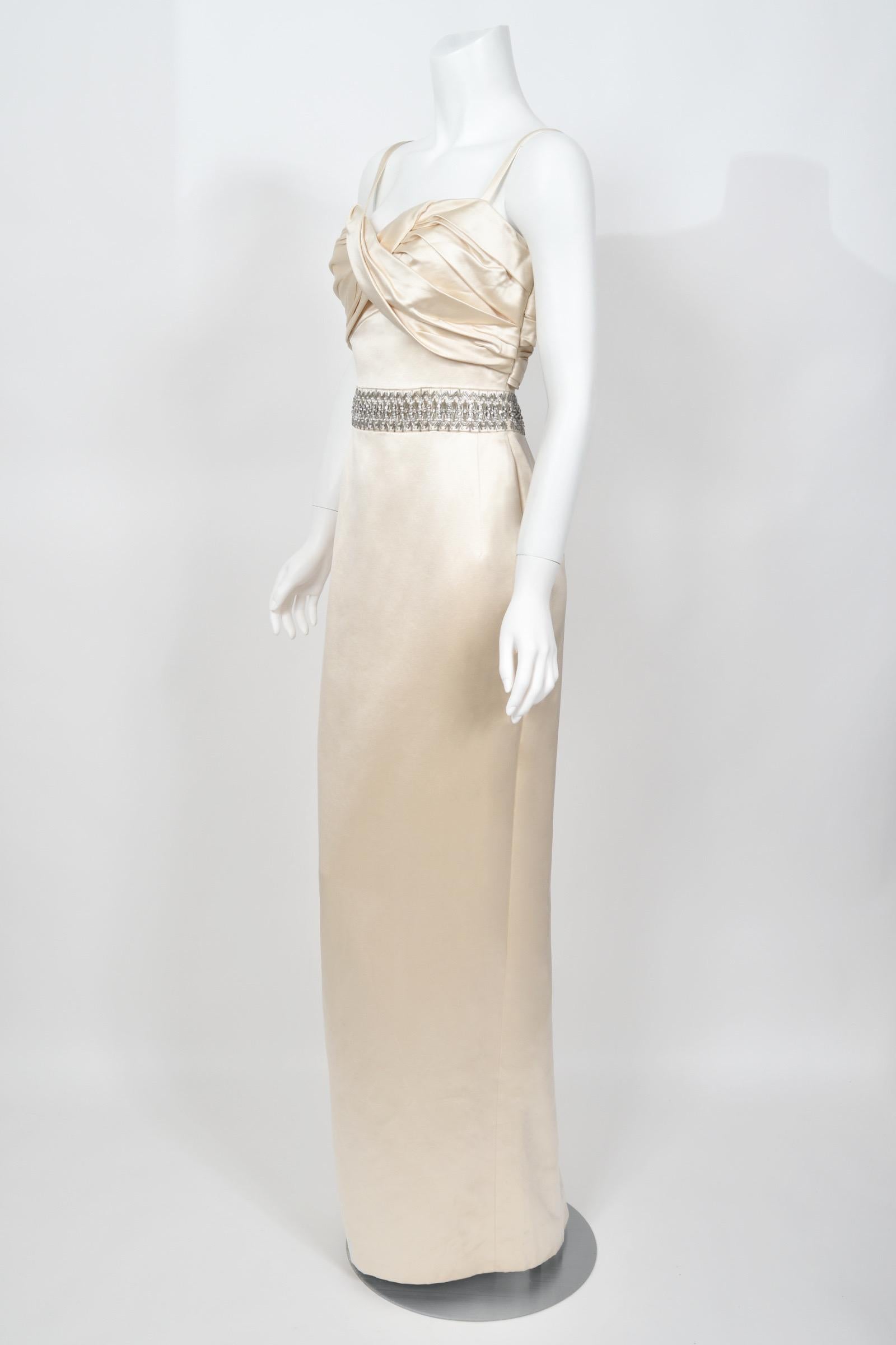 2008 Christian Dior by John Galliano Beaded Ivory Silk Shelf-Bust Hourglass Gown 4