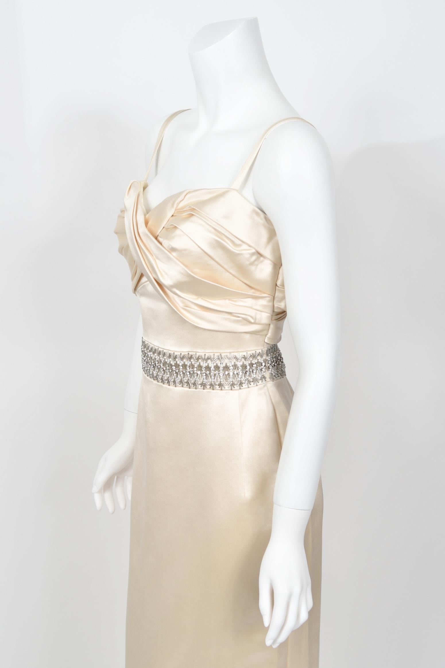 2008 Christian Dior by John Galliano Beaded Ivory Silk Shelf-Bust Hourglass Gown 5