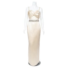 2008 Christian Dior by John Galliano Beaded Ivory Silk Shelf-Bust Hourglass Gown