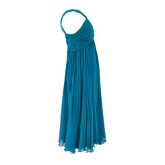 2008 Christian Dior by John Galliano Teal Silk Chiffon Dress
