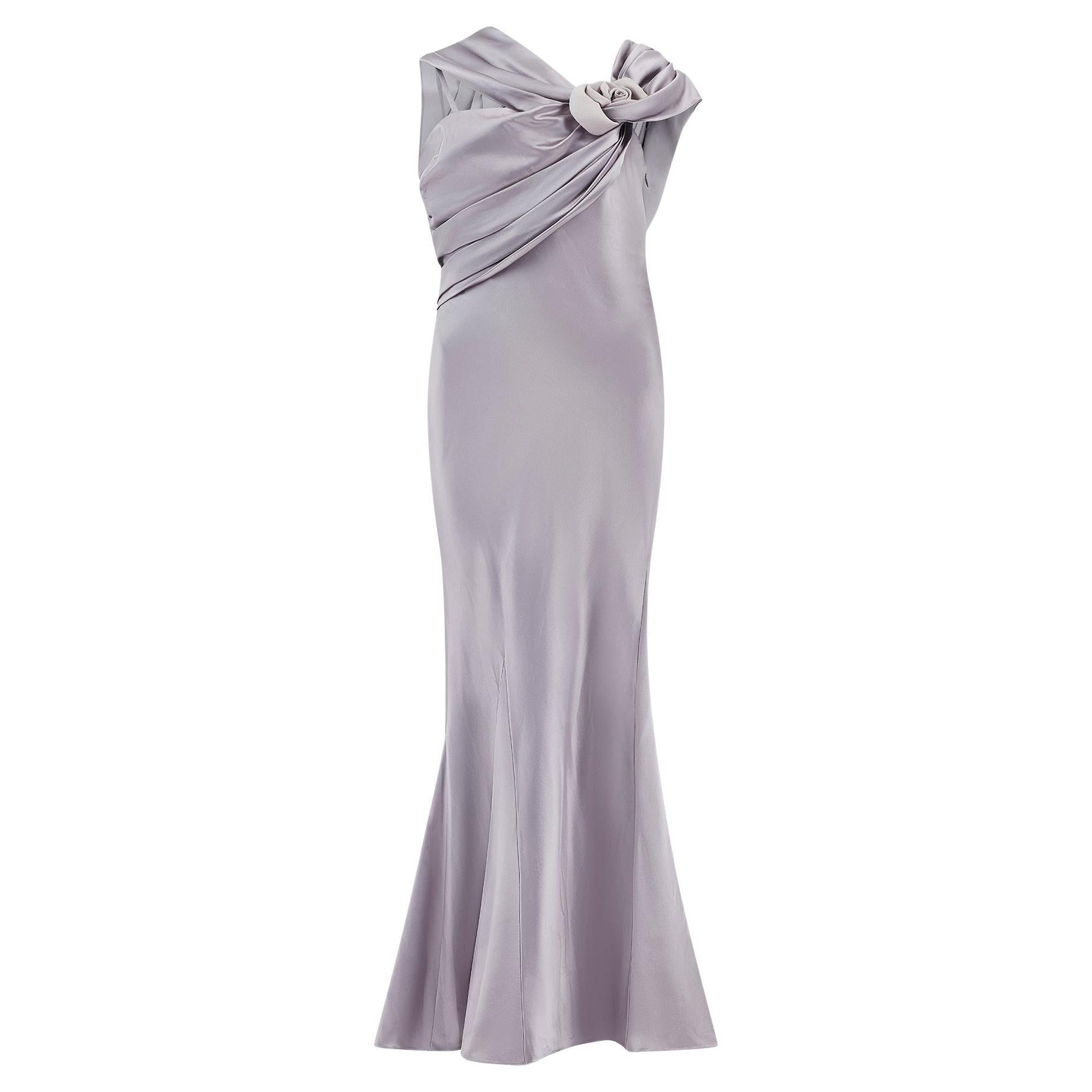 2008 Christian Dior Robe bleu glacier lilas avec application de roses