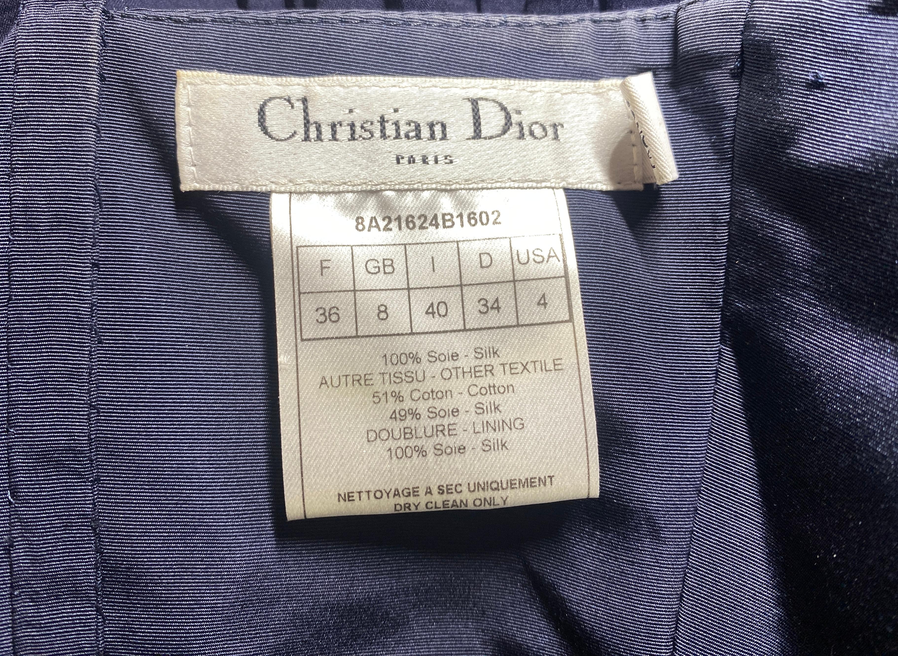 2008 Christian Dior Navy Silk Chiffon Babydoll Dress For Sale 2
