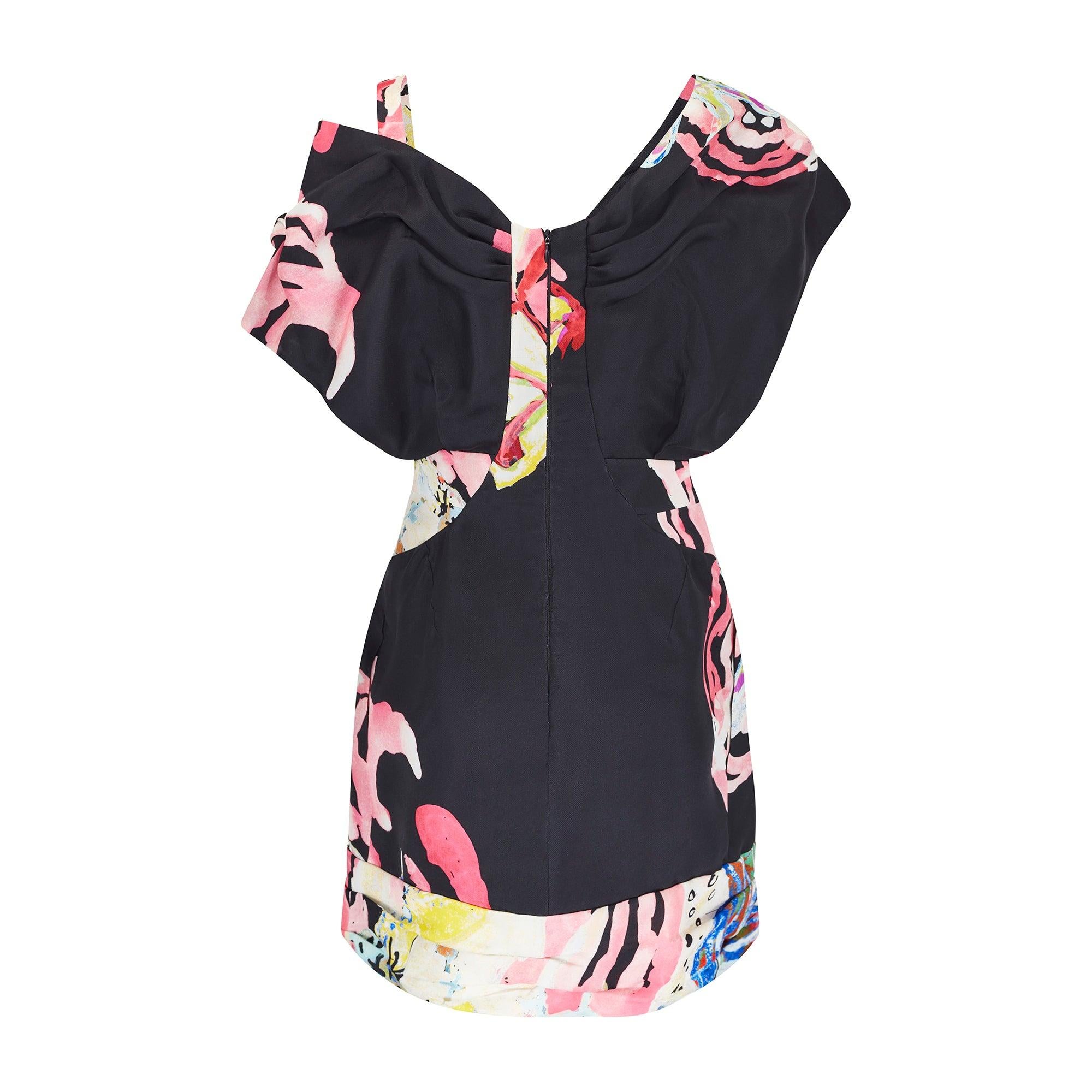 2008 Christian Lacroix Laufsteg Dokumentiertes Kleid mit Pop-Art-Druck (Beige) im Angebot