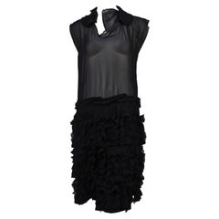 2008 COMME DES GARCONS navy blue sheer dress with ruffles