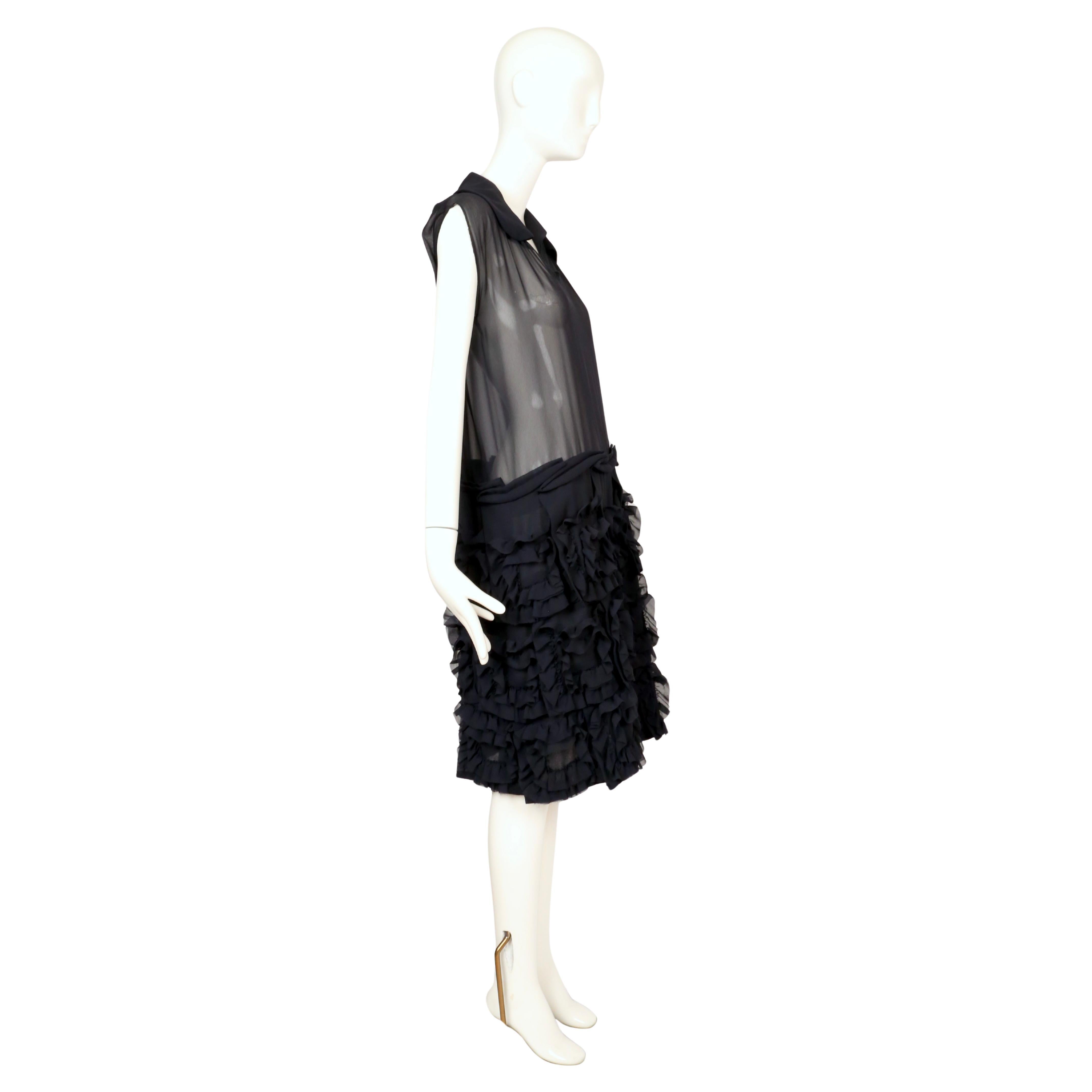 2008 COMME DES GARCONS marineblaues durchsichtiges Kleid mit Rüschen im Zustand �„Gut“ im Angebot in San Fransisco, CA