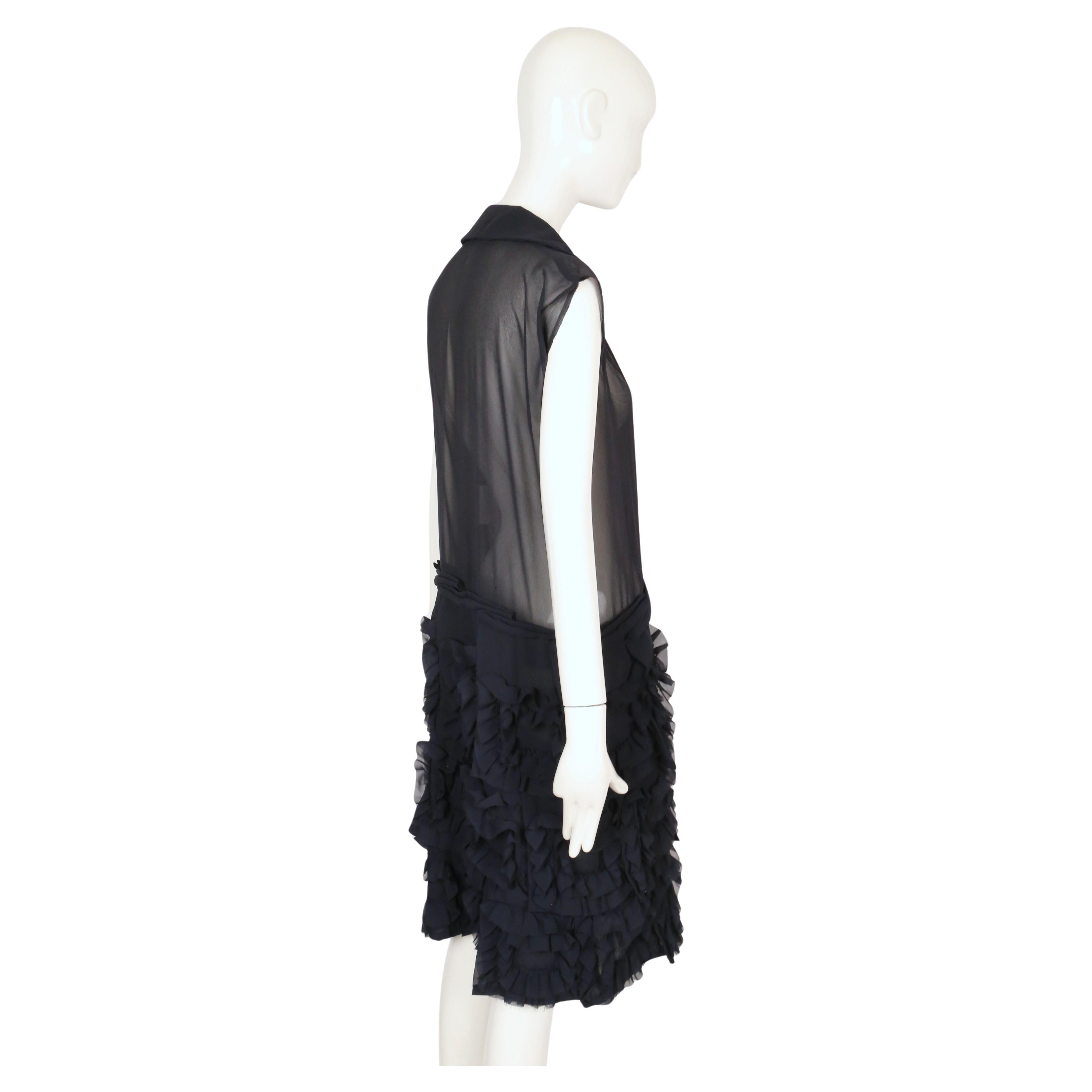 2008 COMME DES GARCONS marineblaues durchsichtiges Kleid mit Rüschen für Damen oder Herren im Angebot