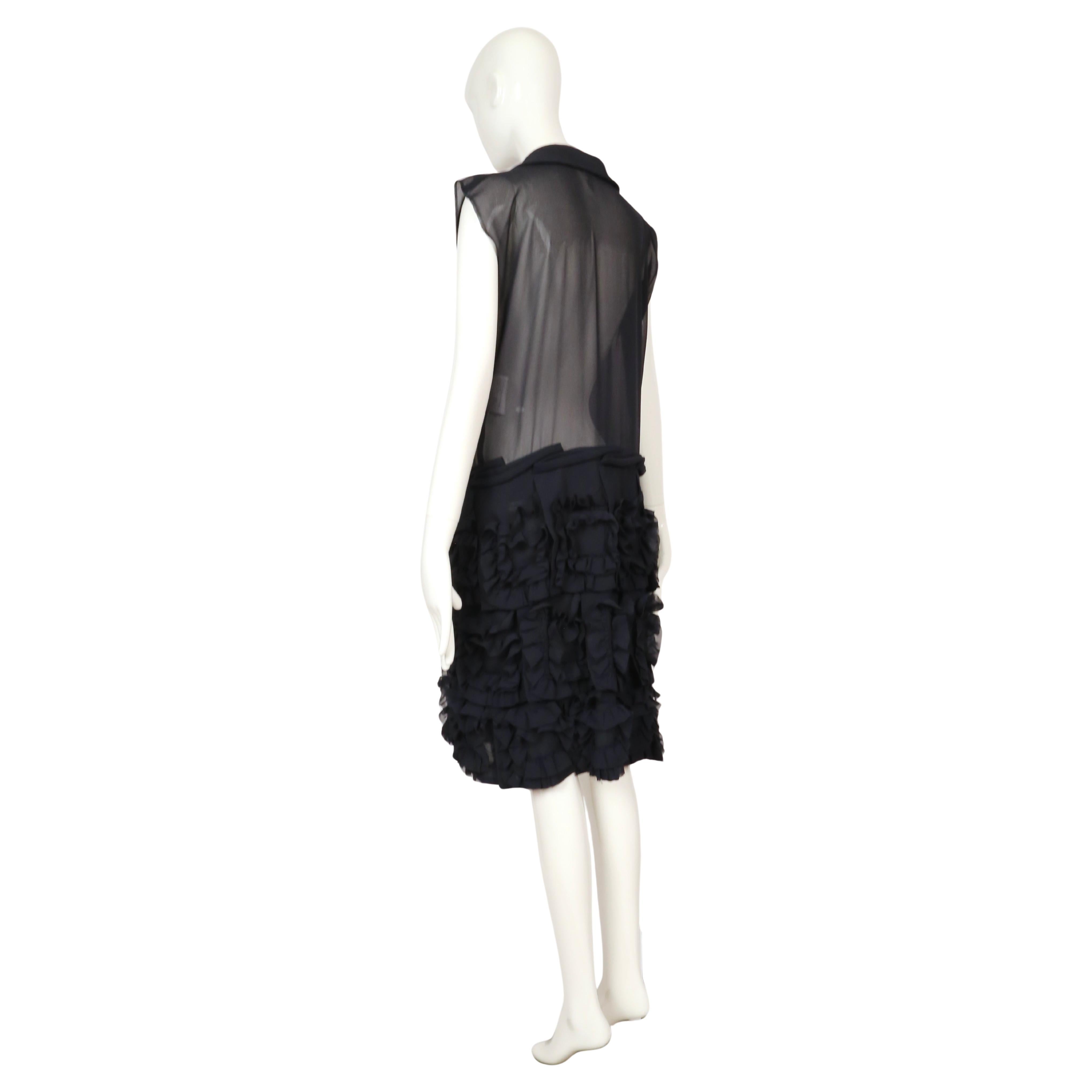 2008 COMME DES GARCONS marineblaues durchsichtiges Kleid mit Rüschen im Angebot 3