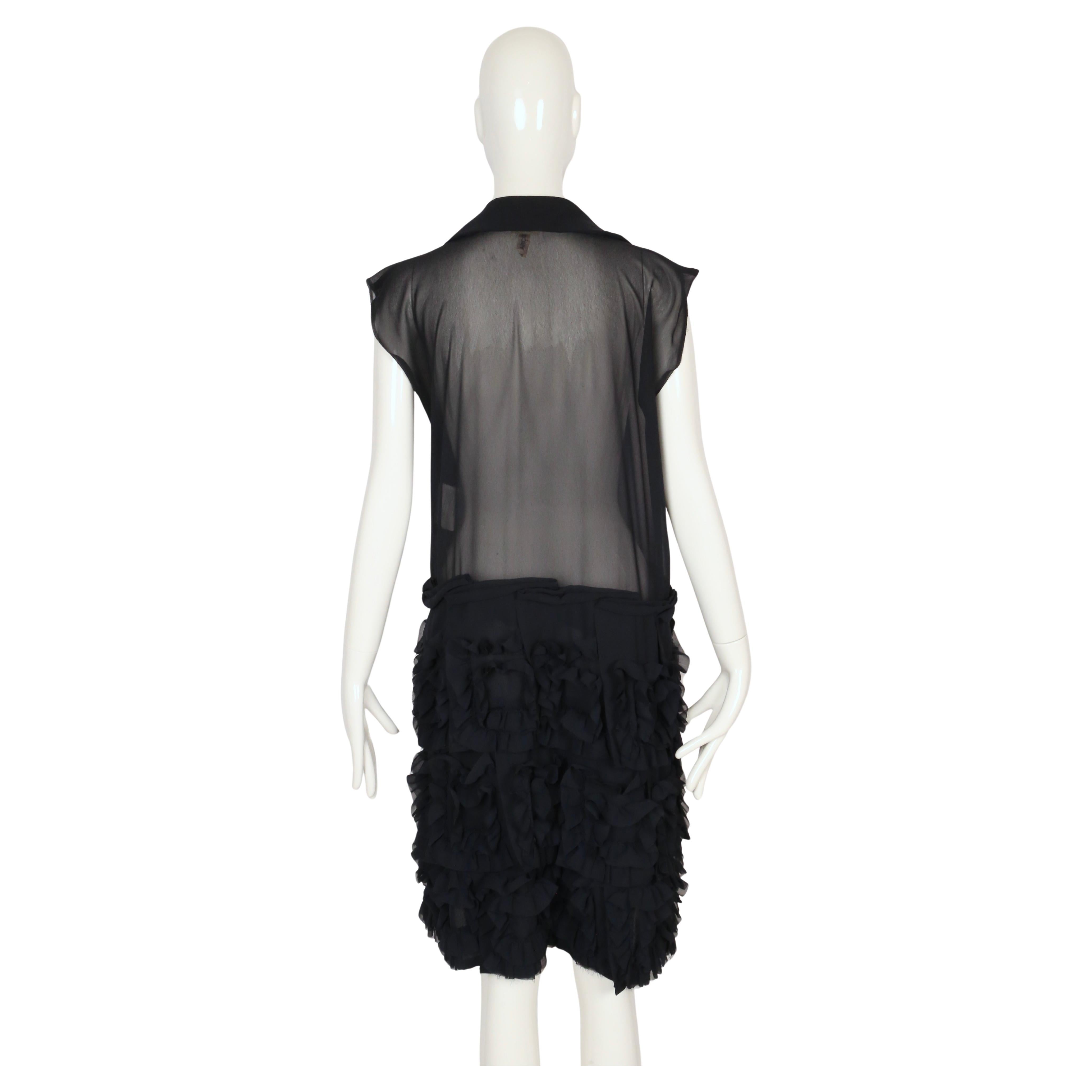 2008 COMME DES GARCONS marineblaues durchsichtiges Kleid mit Rüschen im Angebot 4