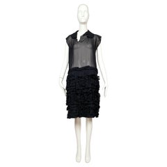 2008 COMME DES GARCONS navy blue sheer dress with ruffles