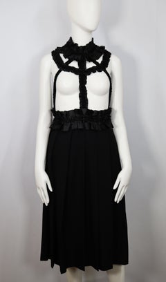 2008 Comme Des Garçons Runway Black Harness Dress with Ruffles