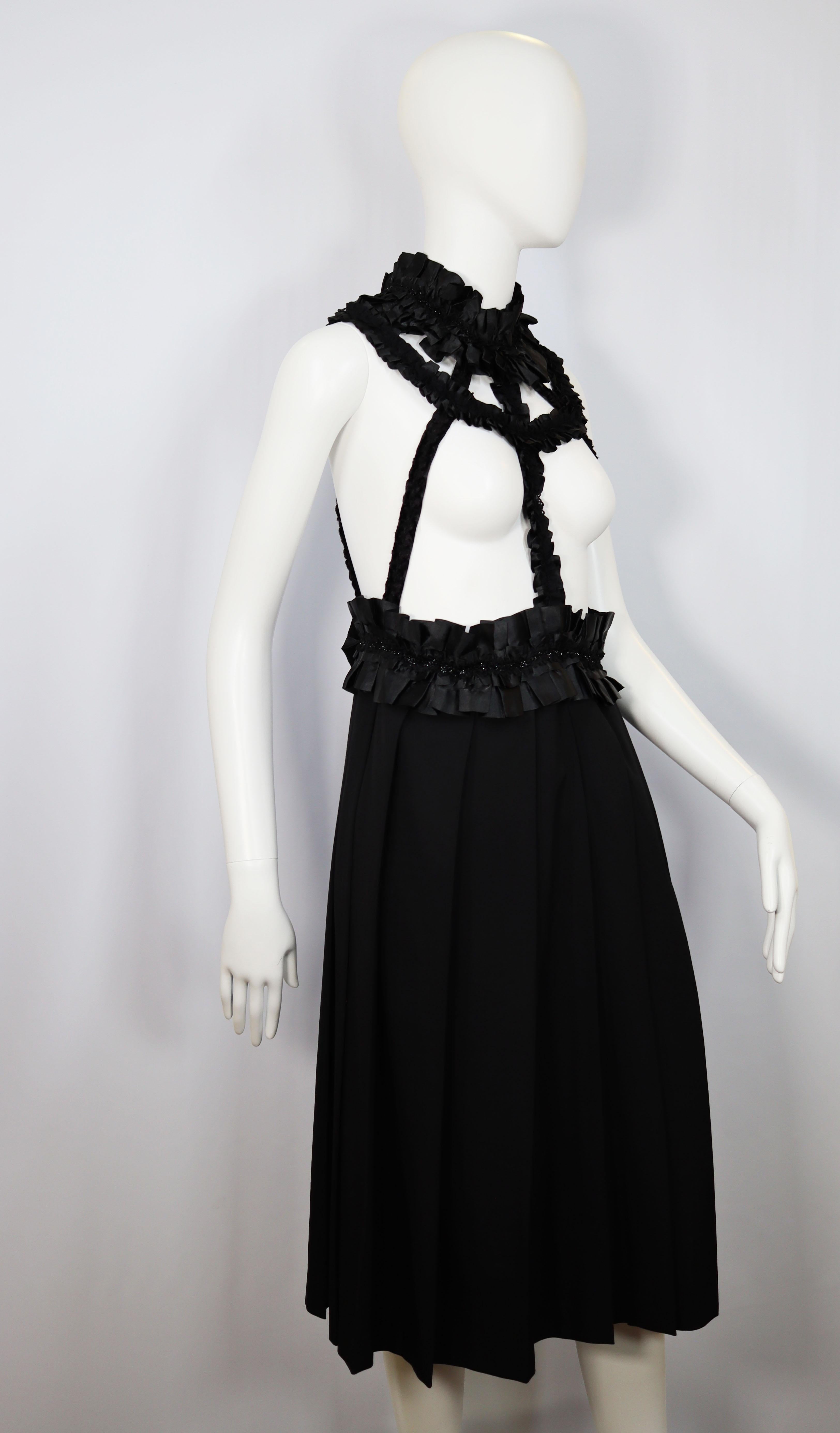 2008 Comme Des Garçons Runway Black Harness Dress with Ruffles In Excellent Condition In PARIS, FR