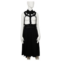 2008 Comme Des Garçons Runway Black Harness Dress with Ruffles