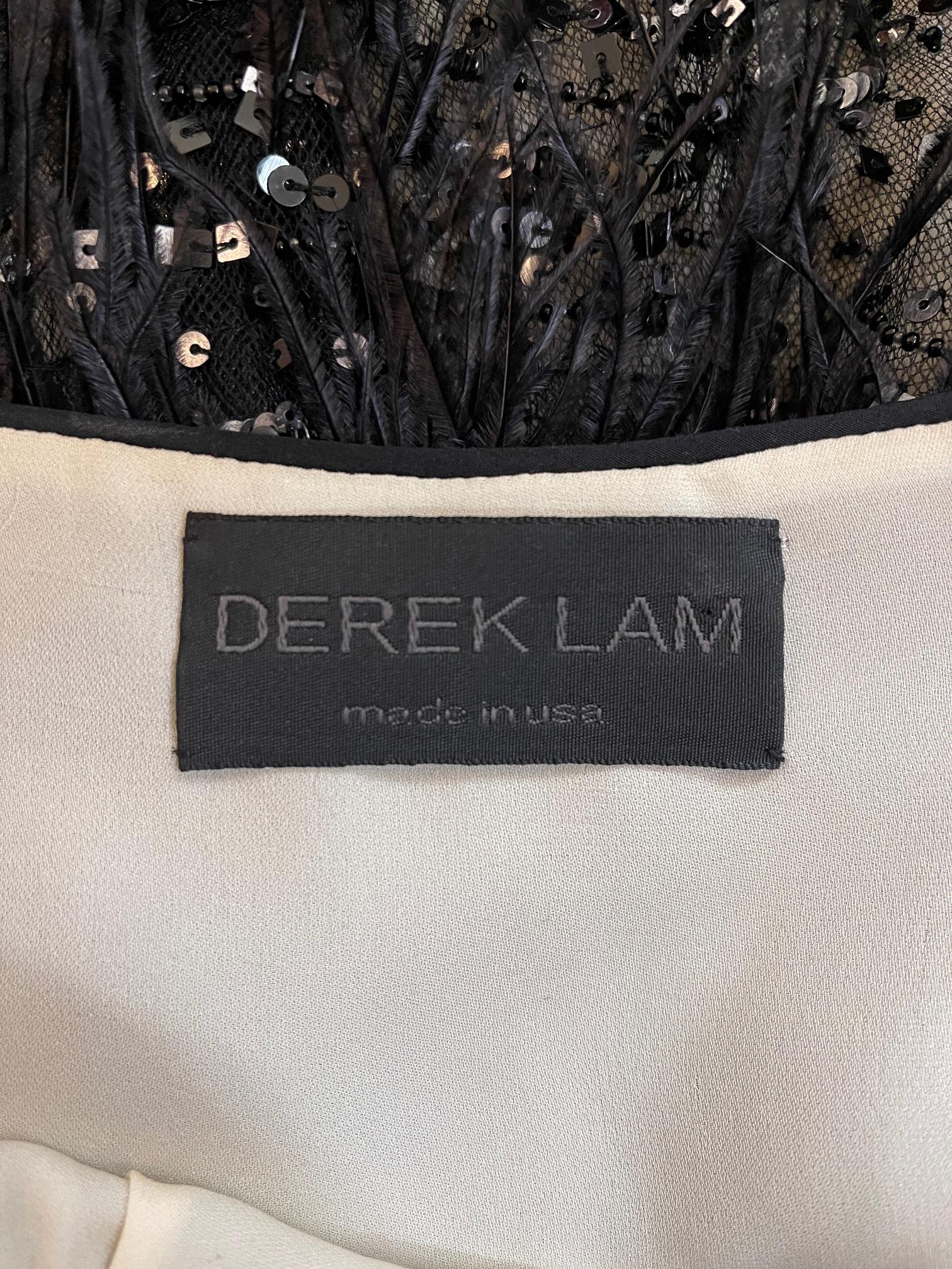 Donna 2008 DEREK LAM - Vestito in tulle nero con paillettes e piume documentato dalla passerella in vendita